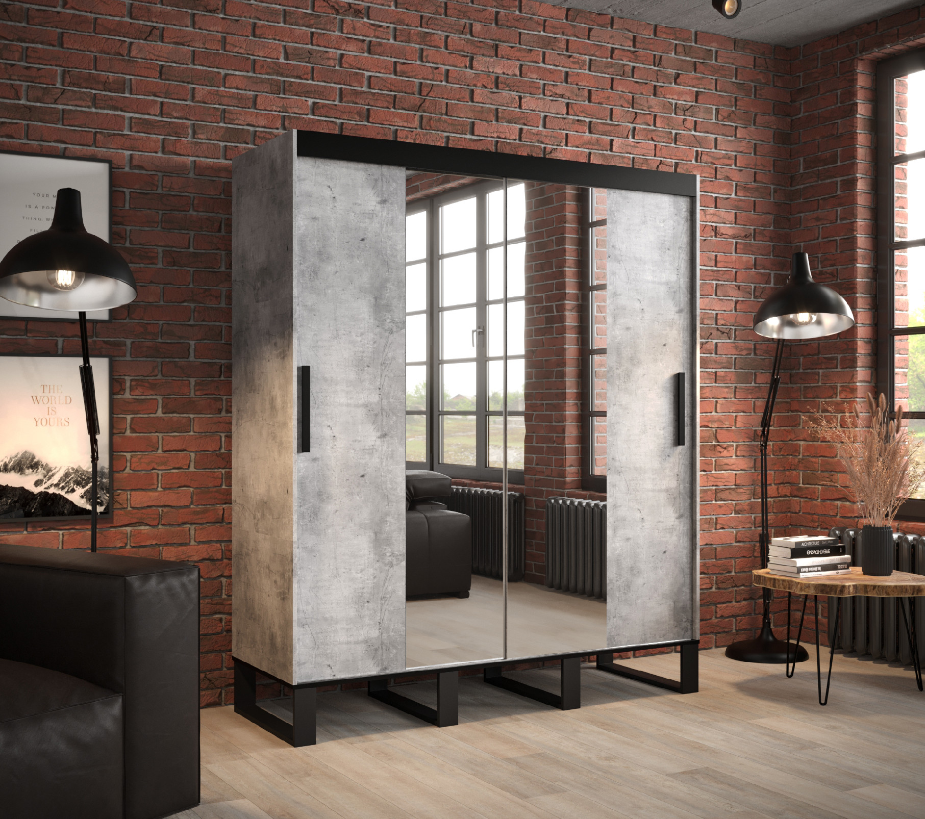 Šatní skříň Abi Loft T1 Barva korpusu: Beton