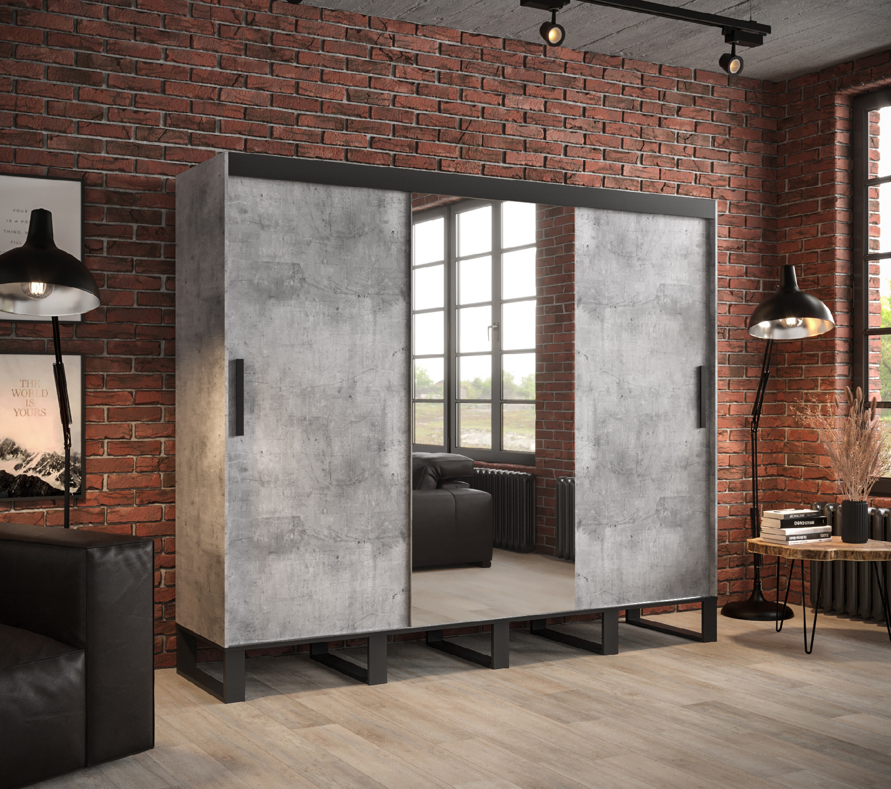 Šatní skříň Abi Loft T1 Barva korpusu: Beton