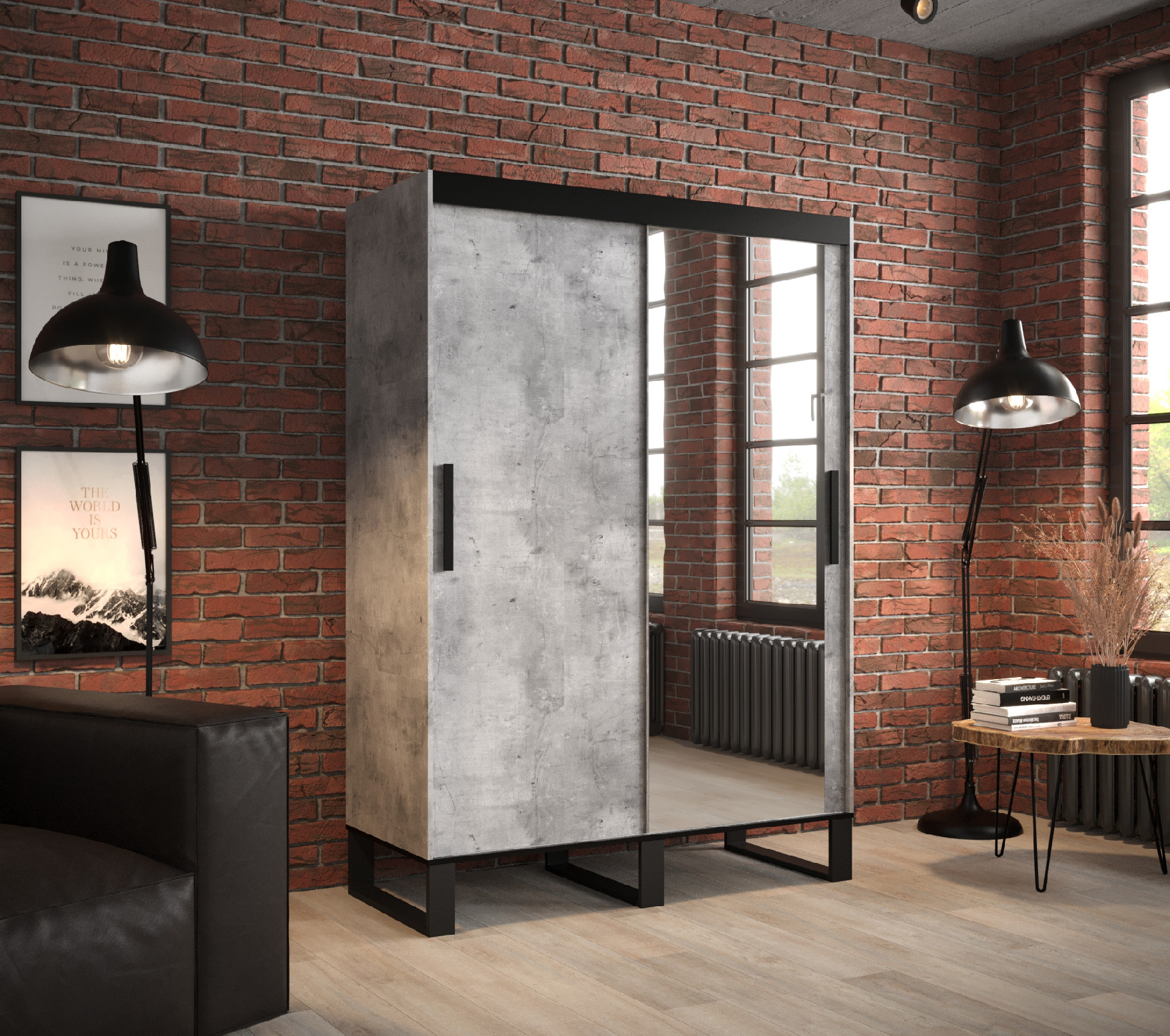 Šatní skříň Abi Loft T2 Barva korpusu: Beton