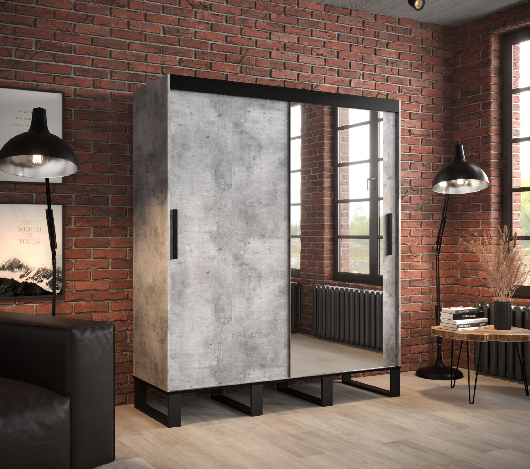 Šatní skříň Abi Loft T2 Barva korpusu: Beton