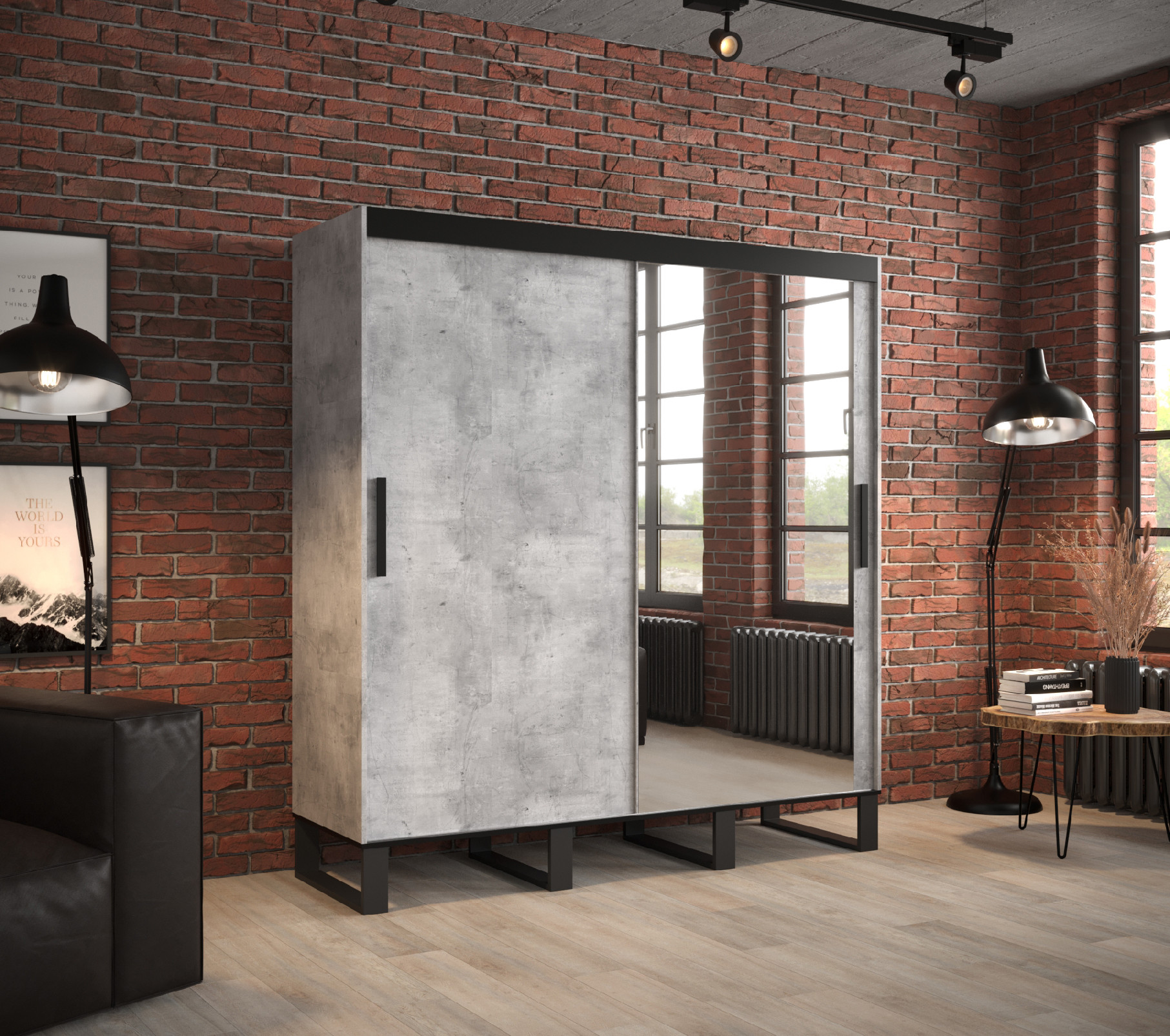 Šatní skříň Abi Loft T2 Barva korpusu: Beton