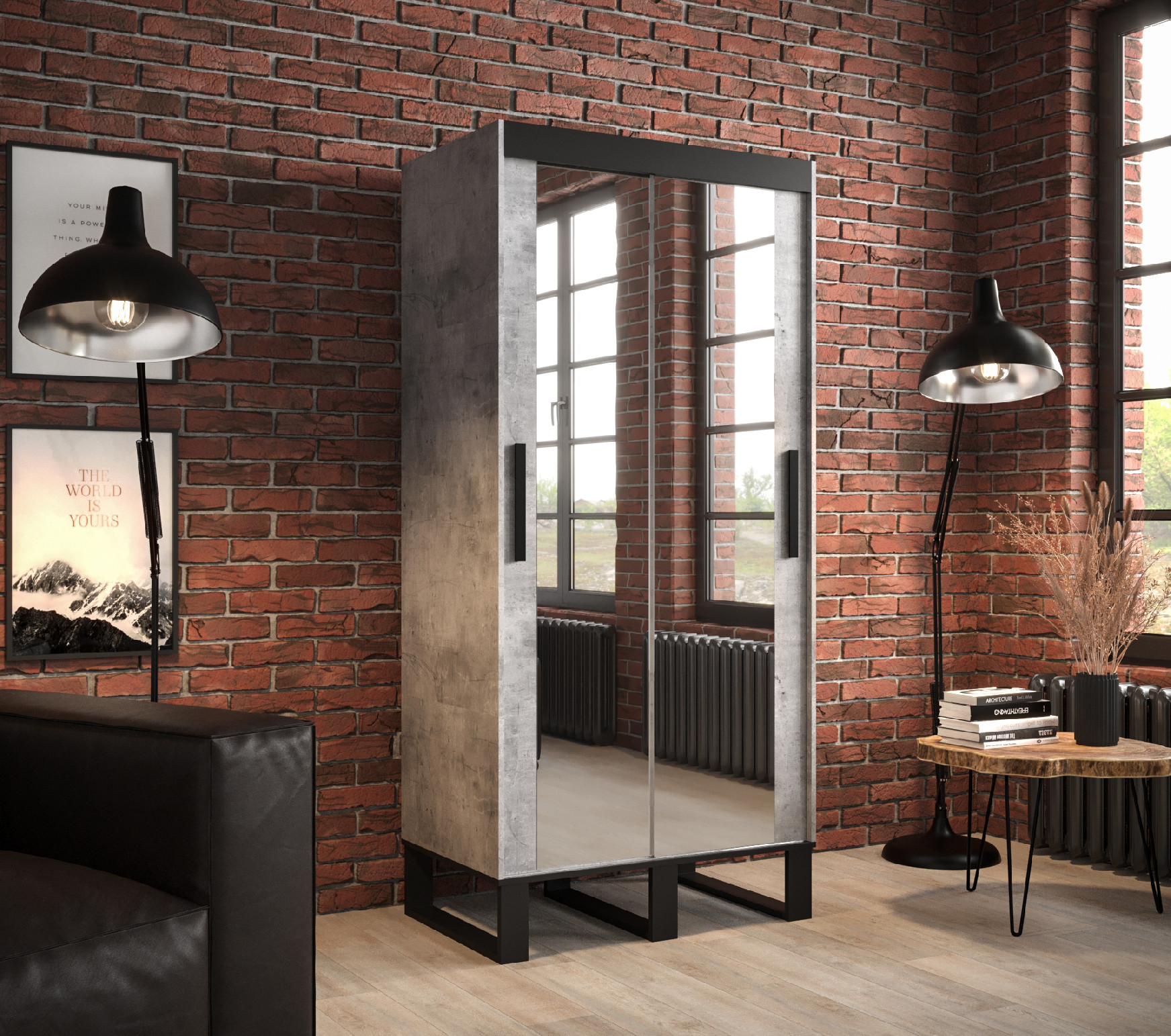 Šatní skříň Abi Loft T3 Barva korpusu: Beton