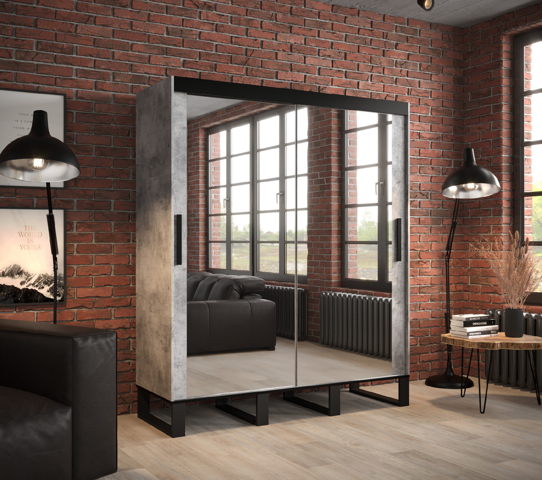 Šatní skříň Abi Loft T3 Barva korpusu: Beton