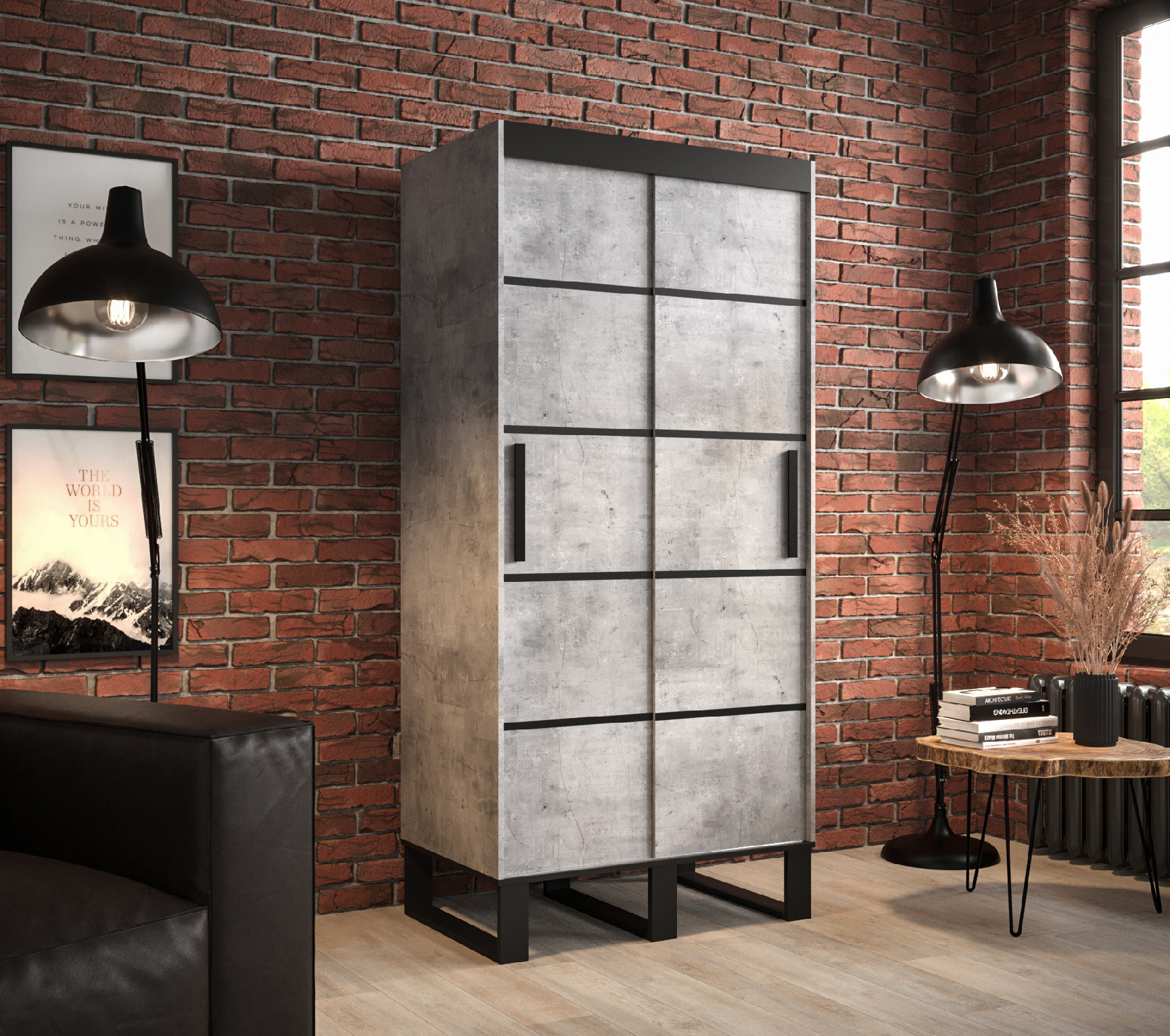Šatní skříň Abi Loft V1 Barva korpusu: Beton