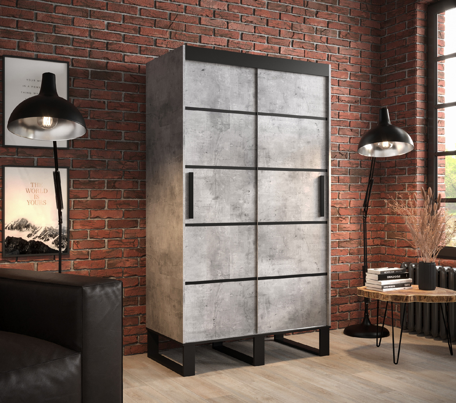 Šatní skříň Abi Loft V1 Barva korpusu: Beton