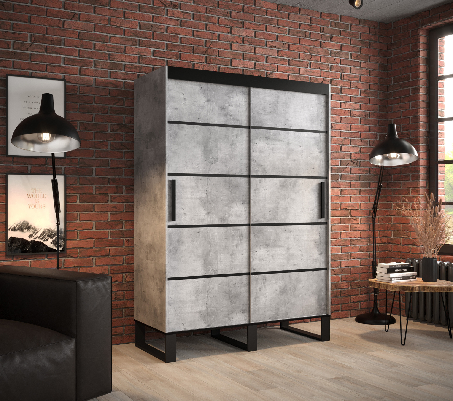 Šatní skříň Abi Loft V1 Barva korpusu: Beton