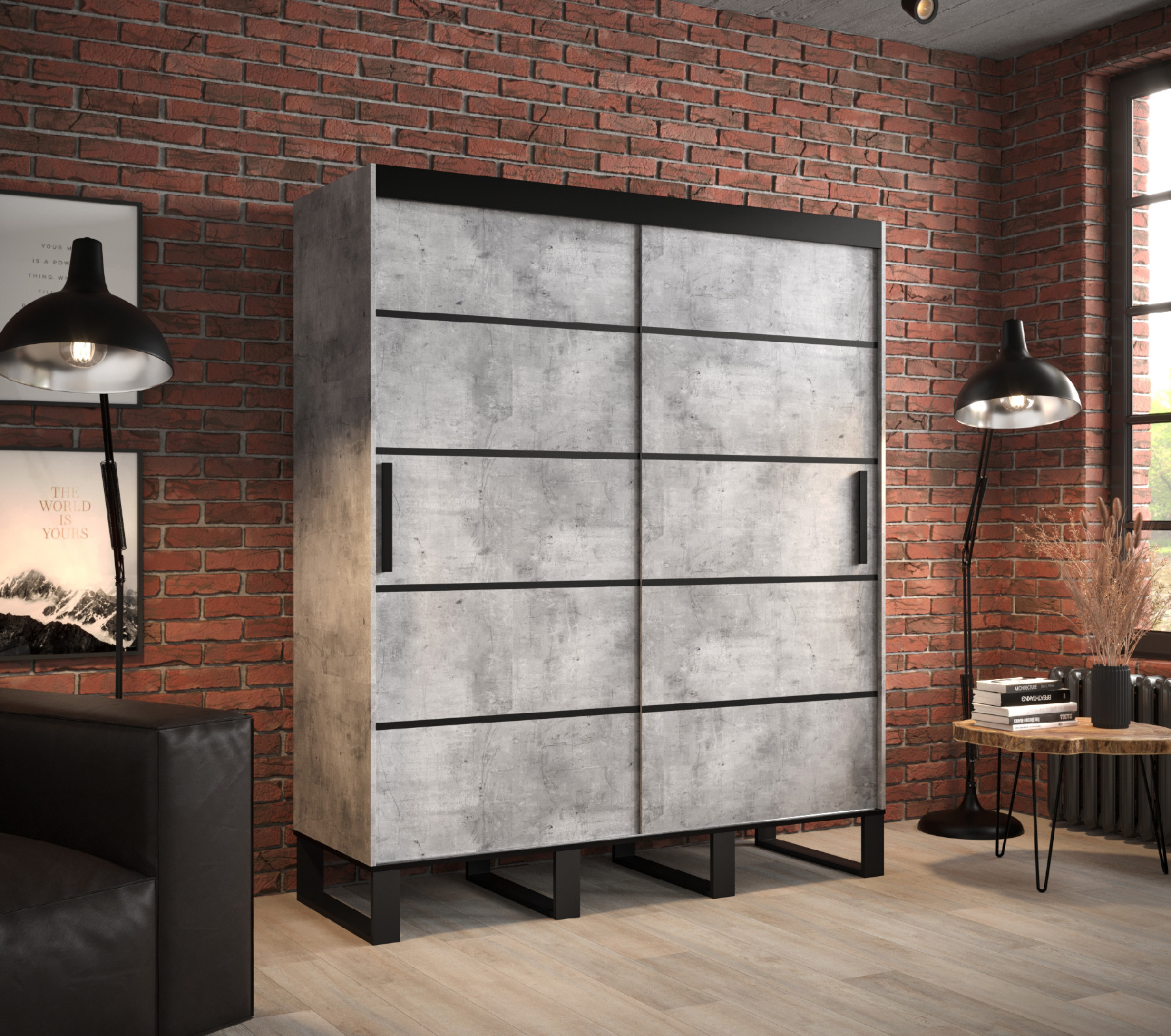 Šatní skříň Abi Loft V1 Barva korpusu: Beton