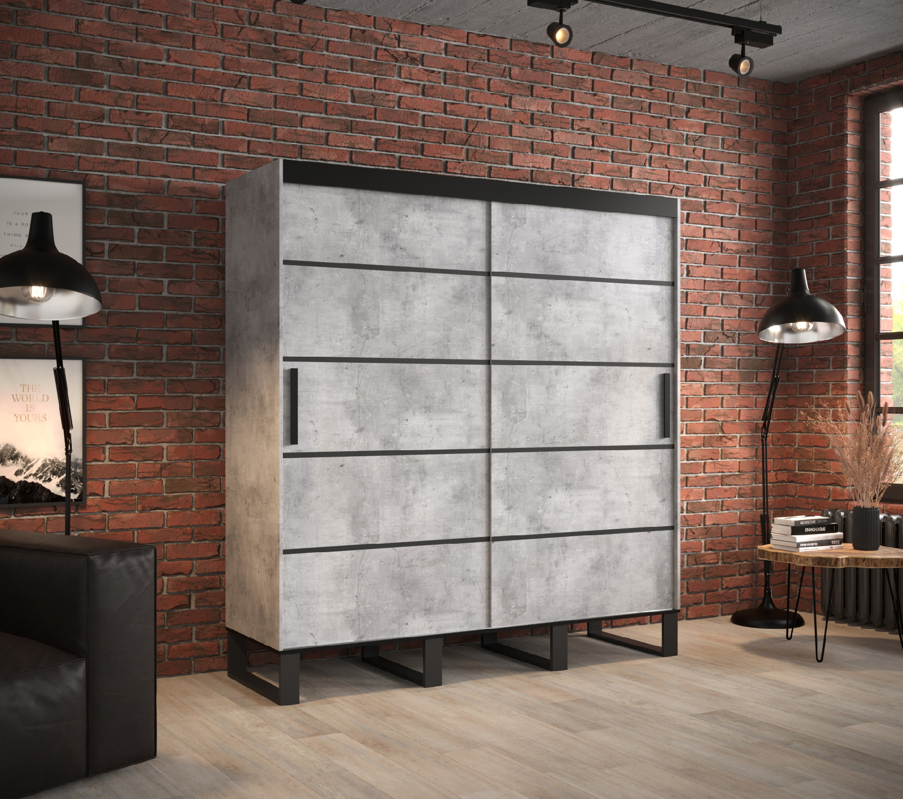 Šatní skříň Abi Loft V1 Barva korpusu: Beton