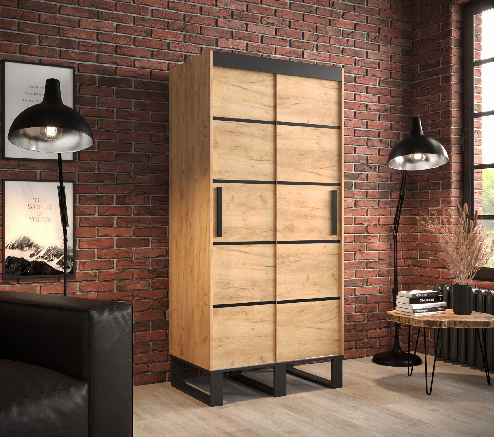 Šatní skříň Abi Loft V1 Barva korpusu: Dub - Craft zlatý