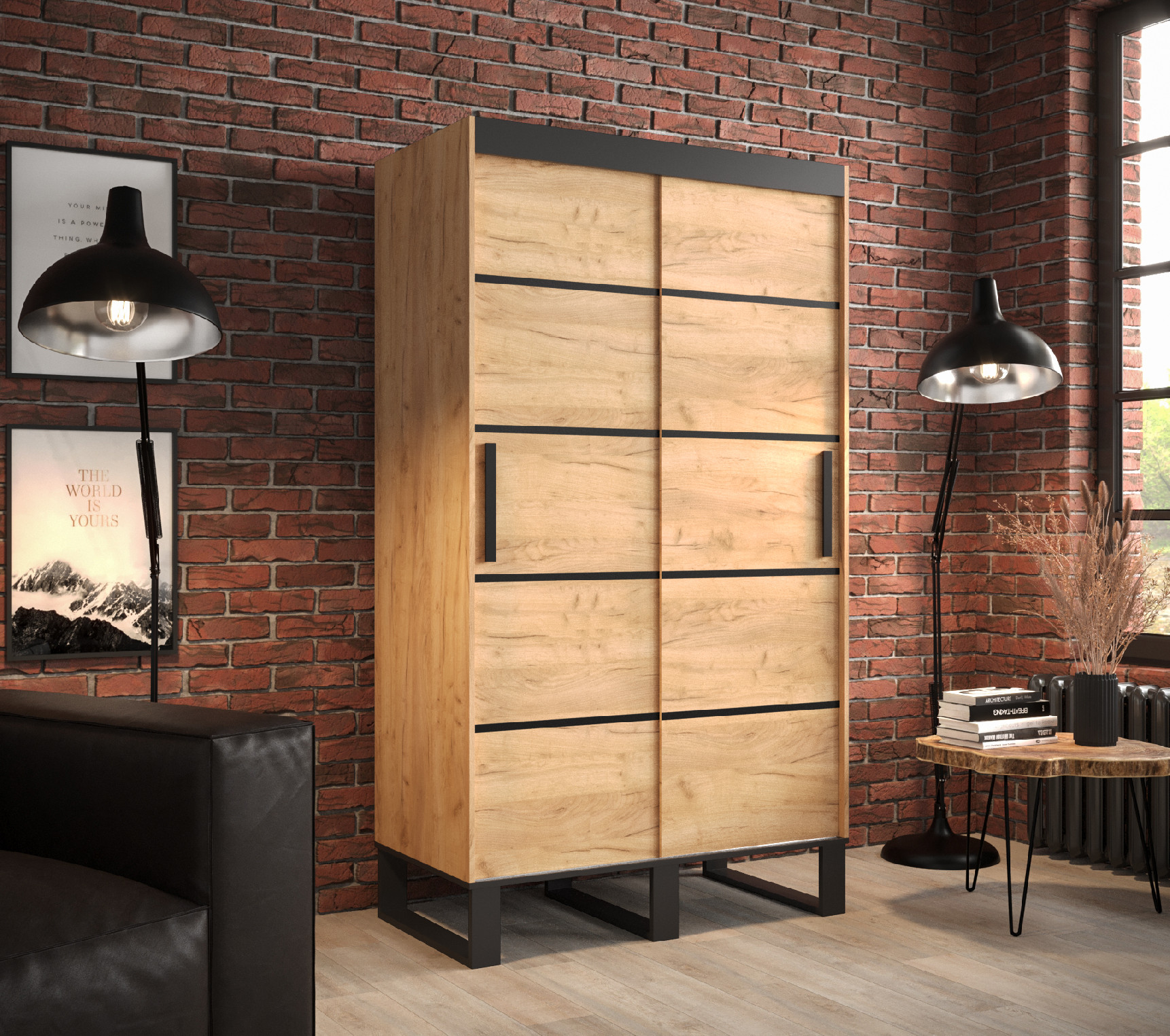 Šatní skříň Abi Loft V1 Barva korpusu: Dub - Craft zlatý