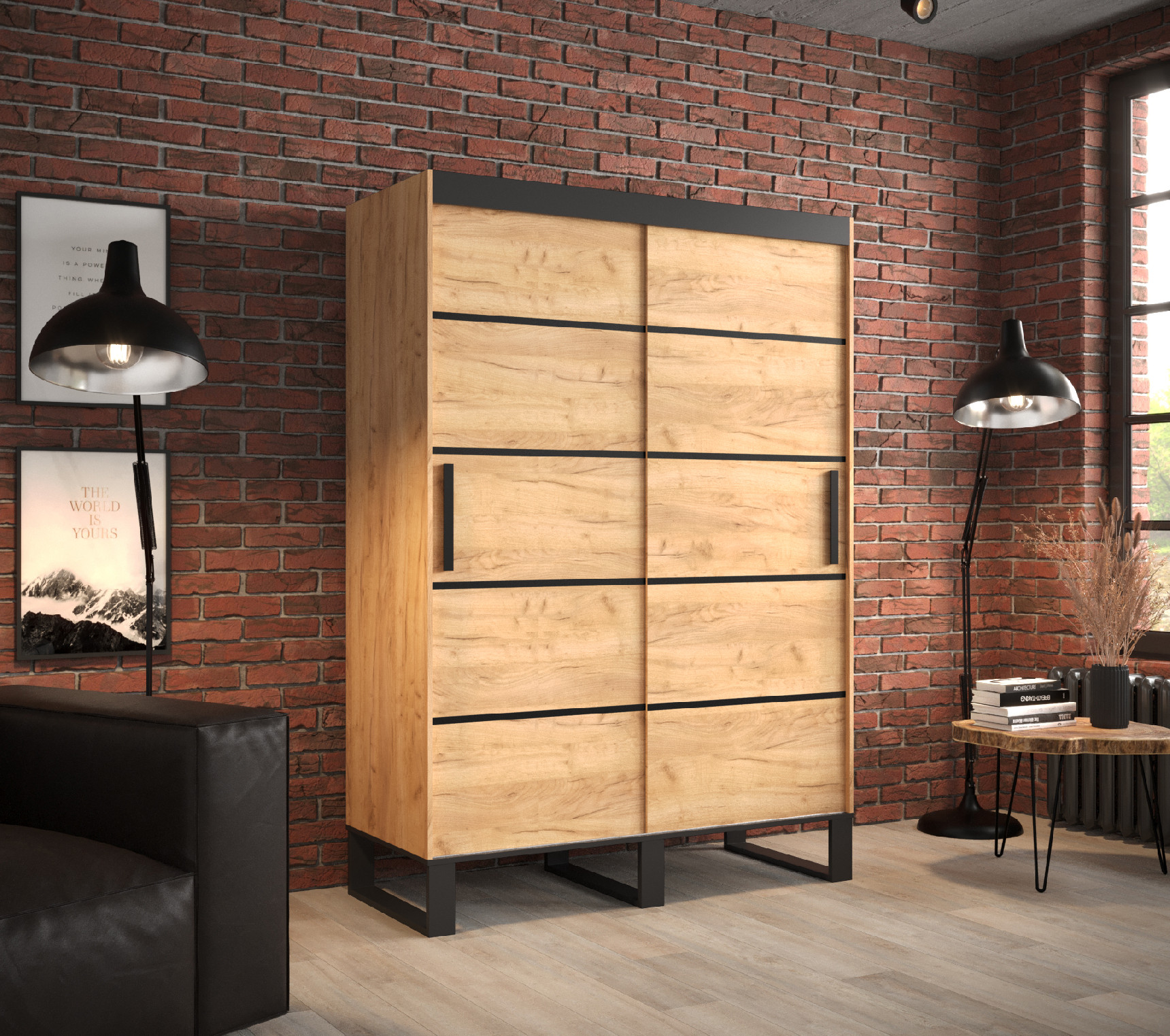 Šatní skříň Abi Loft V1 Barva korpusu: Dub - Craft zlatý