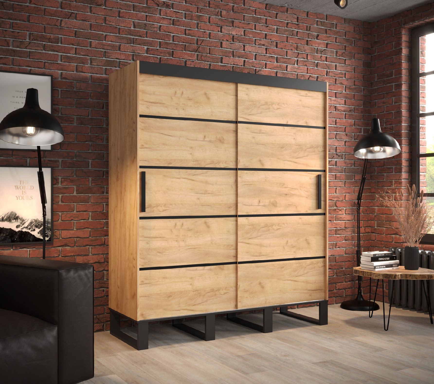Šatní skříň Abi Loft V1 Barva korpusu: Dub - Craft zlatý