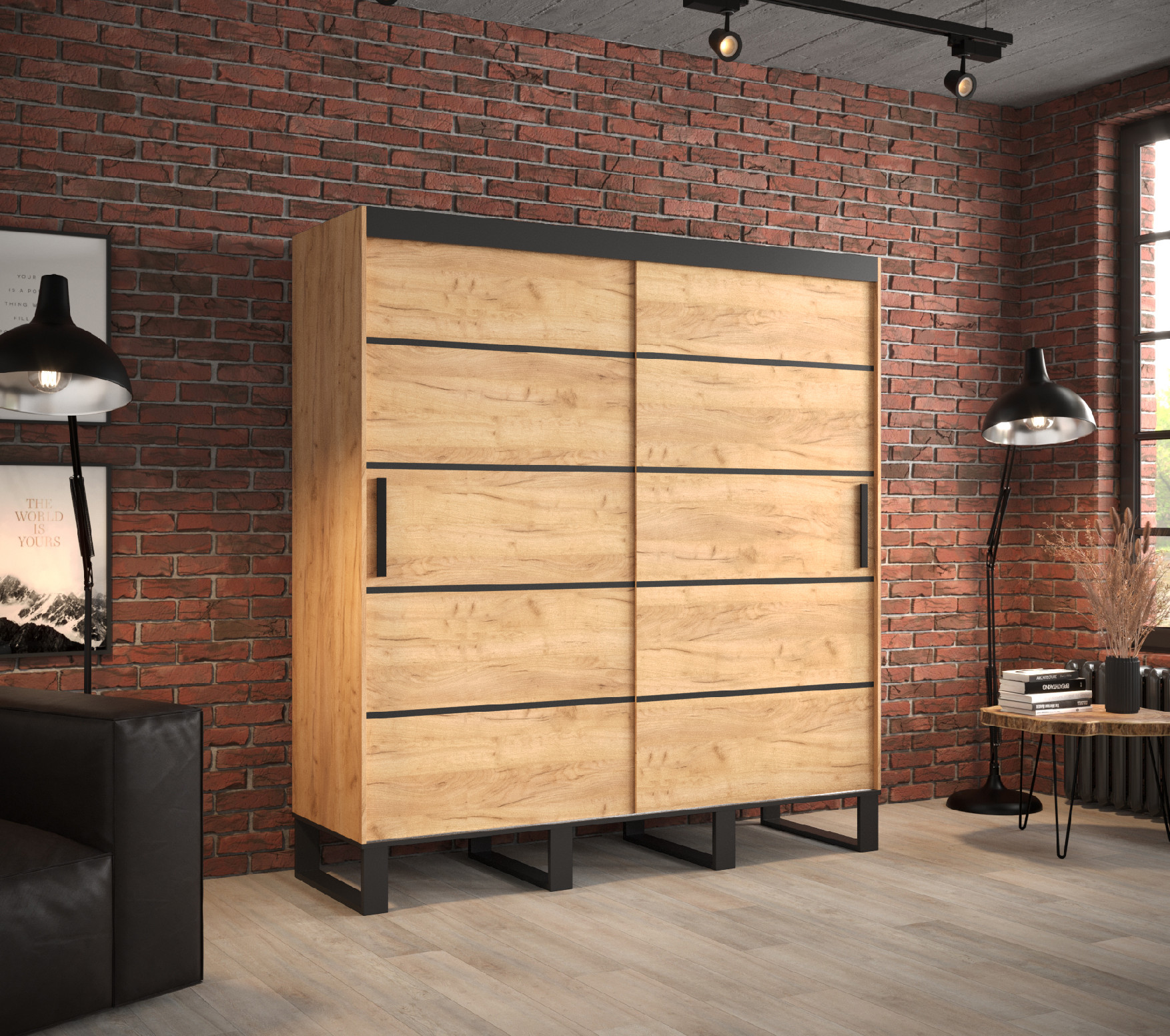 Šatní skříň Abi Loft V1 Barva korpusu: Dub - Craft zlatý