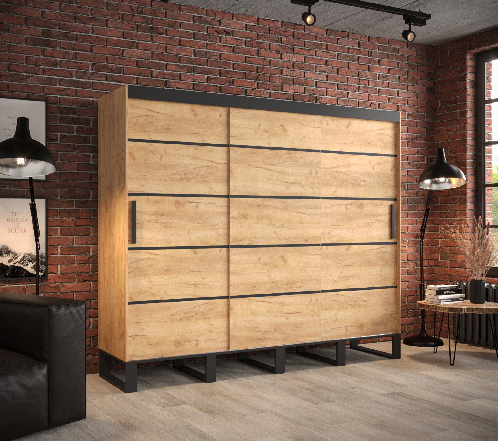 Šatní skříň Abi Loft V1 Barva korpusu: Dub - Craft zlatý