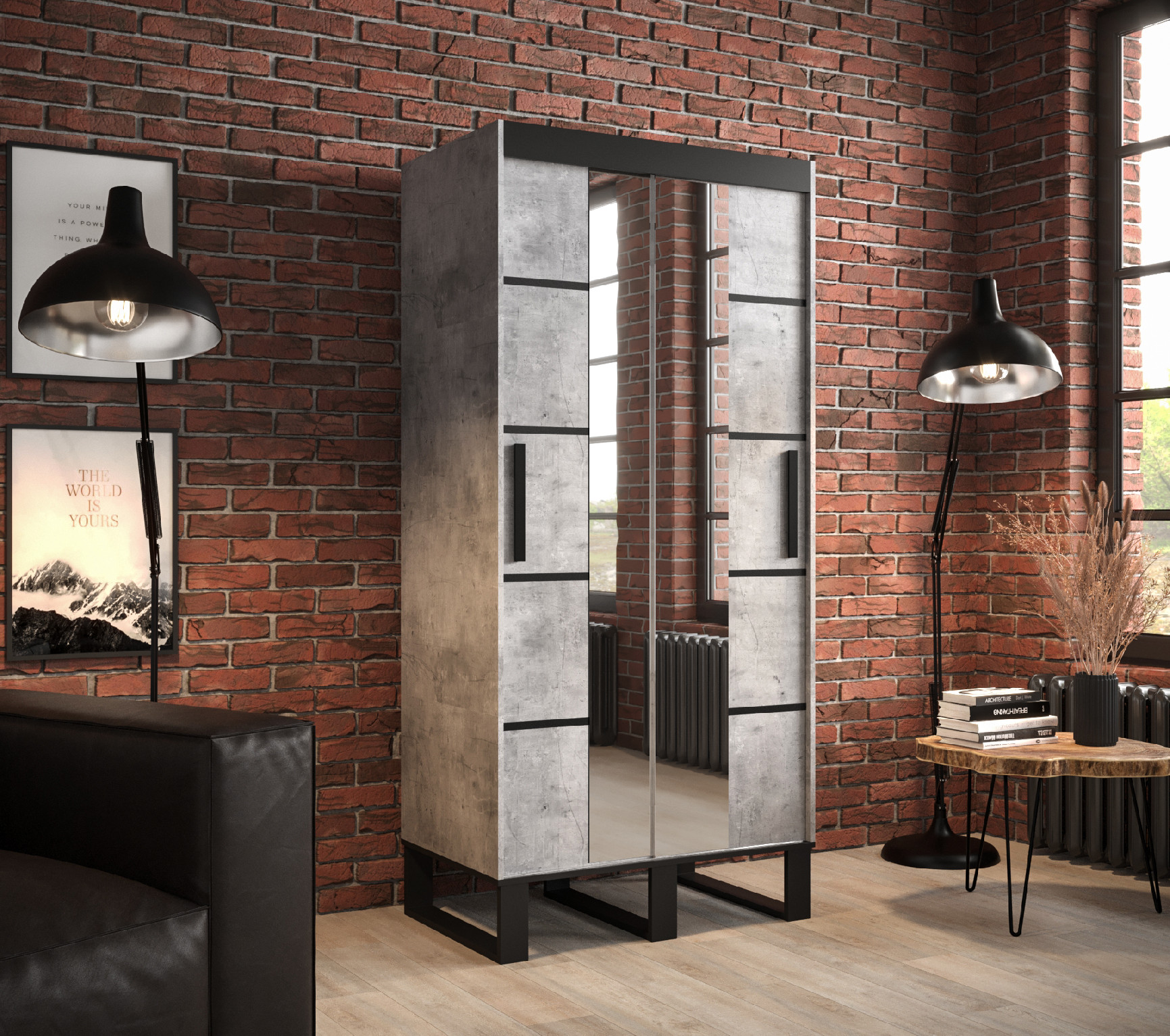 Šatní skříň Abi Loft V4 Barva korpusu: Beton