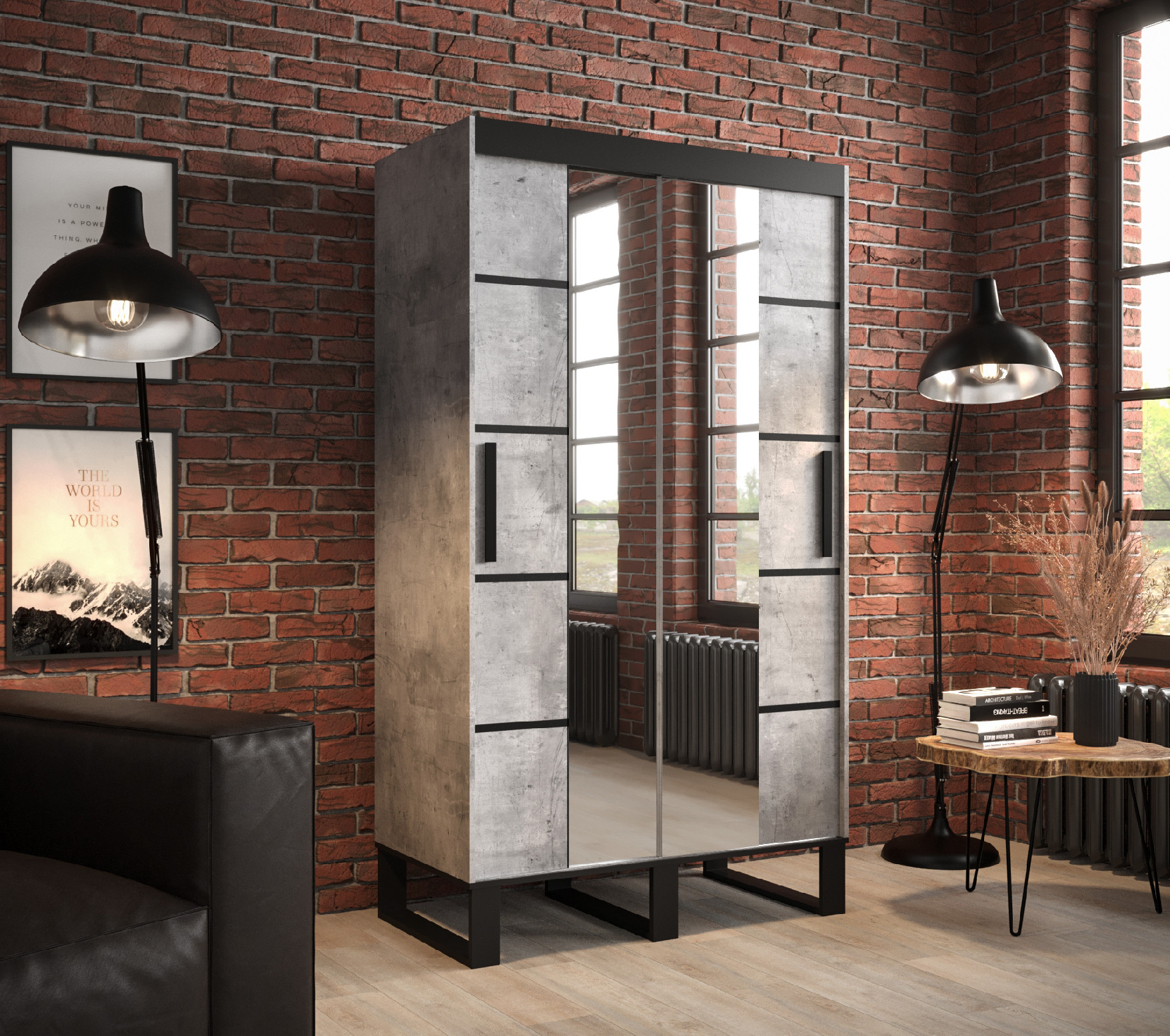 Šatní skříň Abi Loft V4 Barva korpusu: Beton