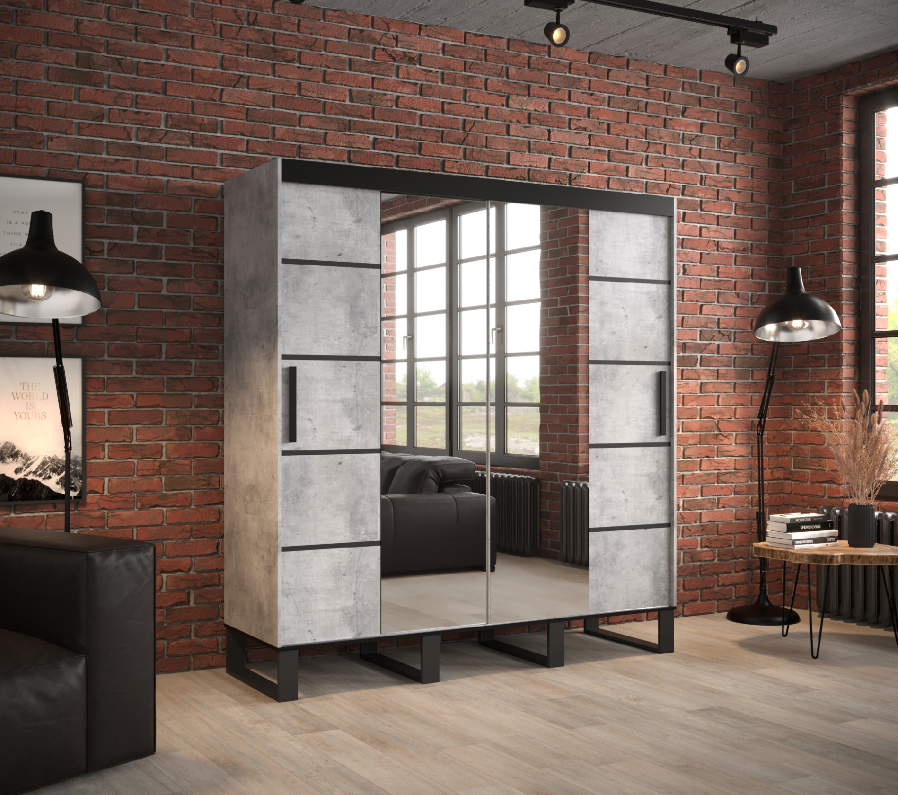 Šatní skříň Abi Loft V4 Barva korpusu: Beton
