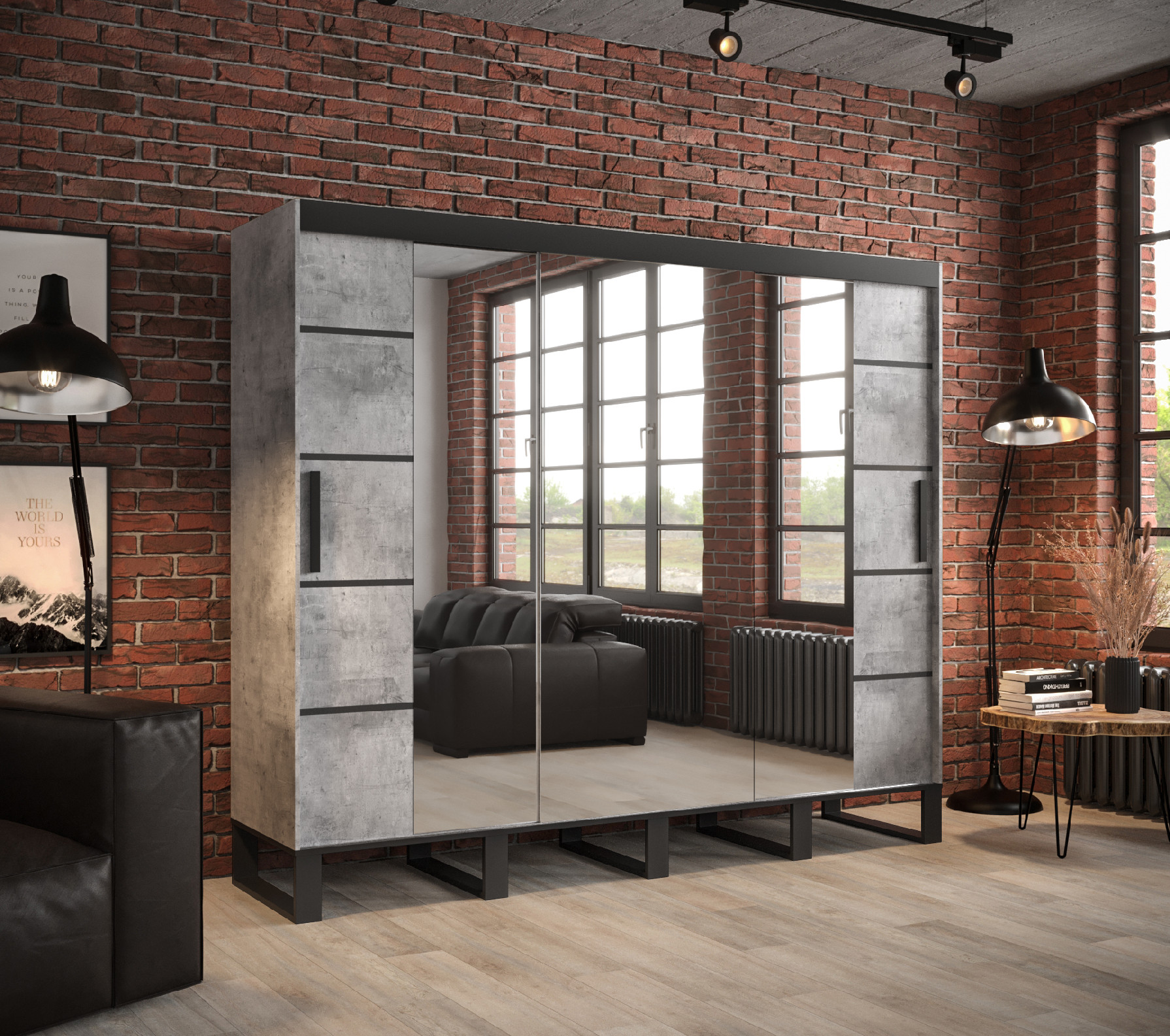 Šatní skříň Abi Loft V4 Barva korpusu: Beton