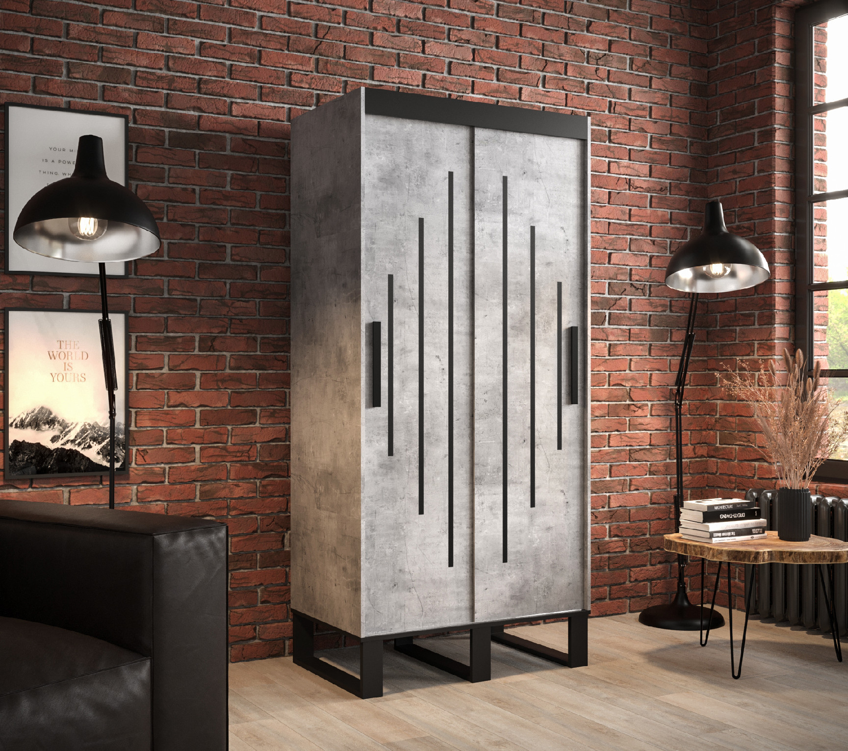 Šatní skříň Abi Loft Y Barva korpusu: Beton