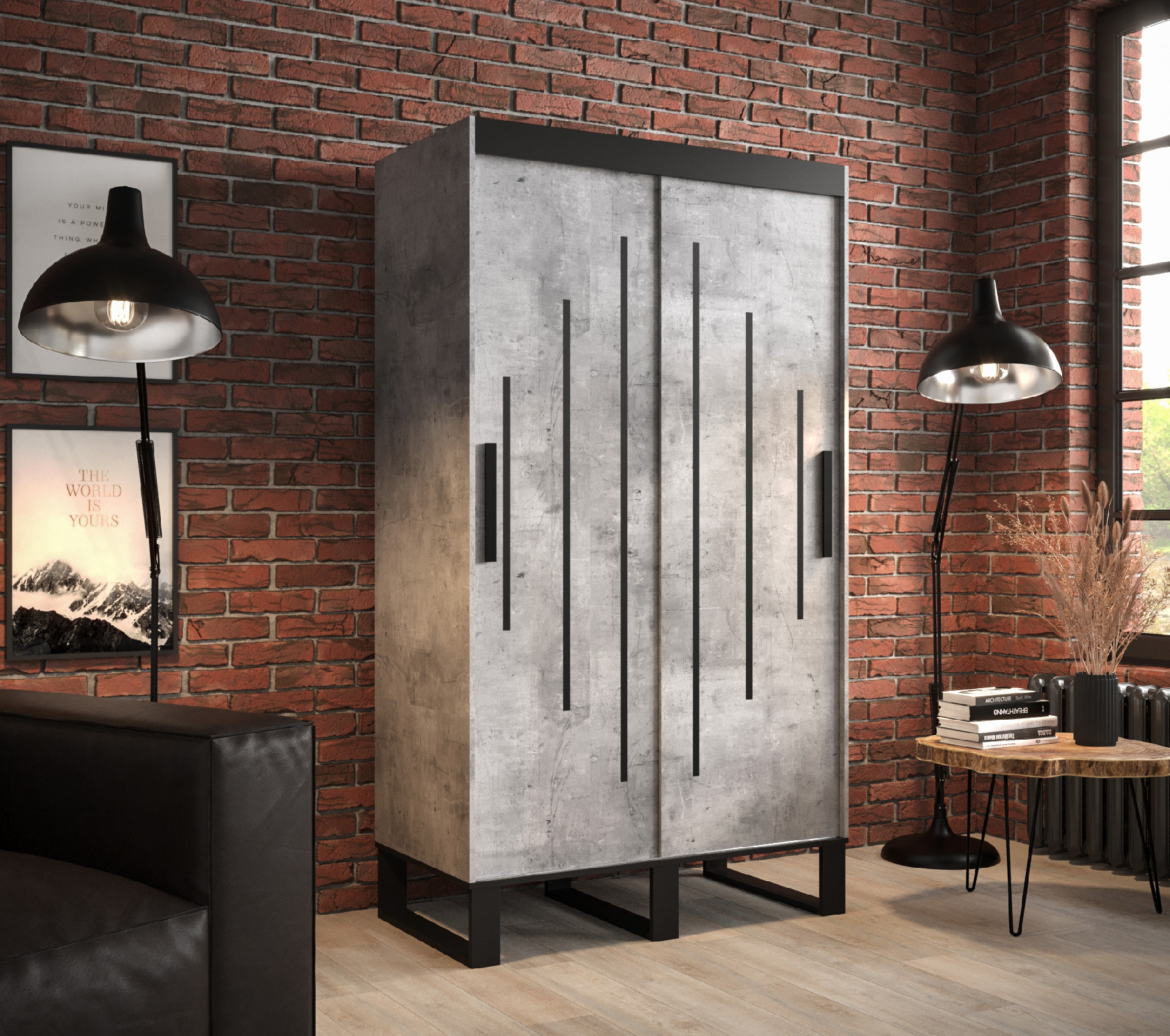 Šatní skříň Abi Loft Y Barva korpusu: Beton