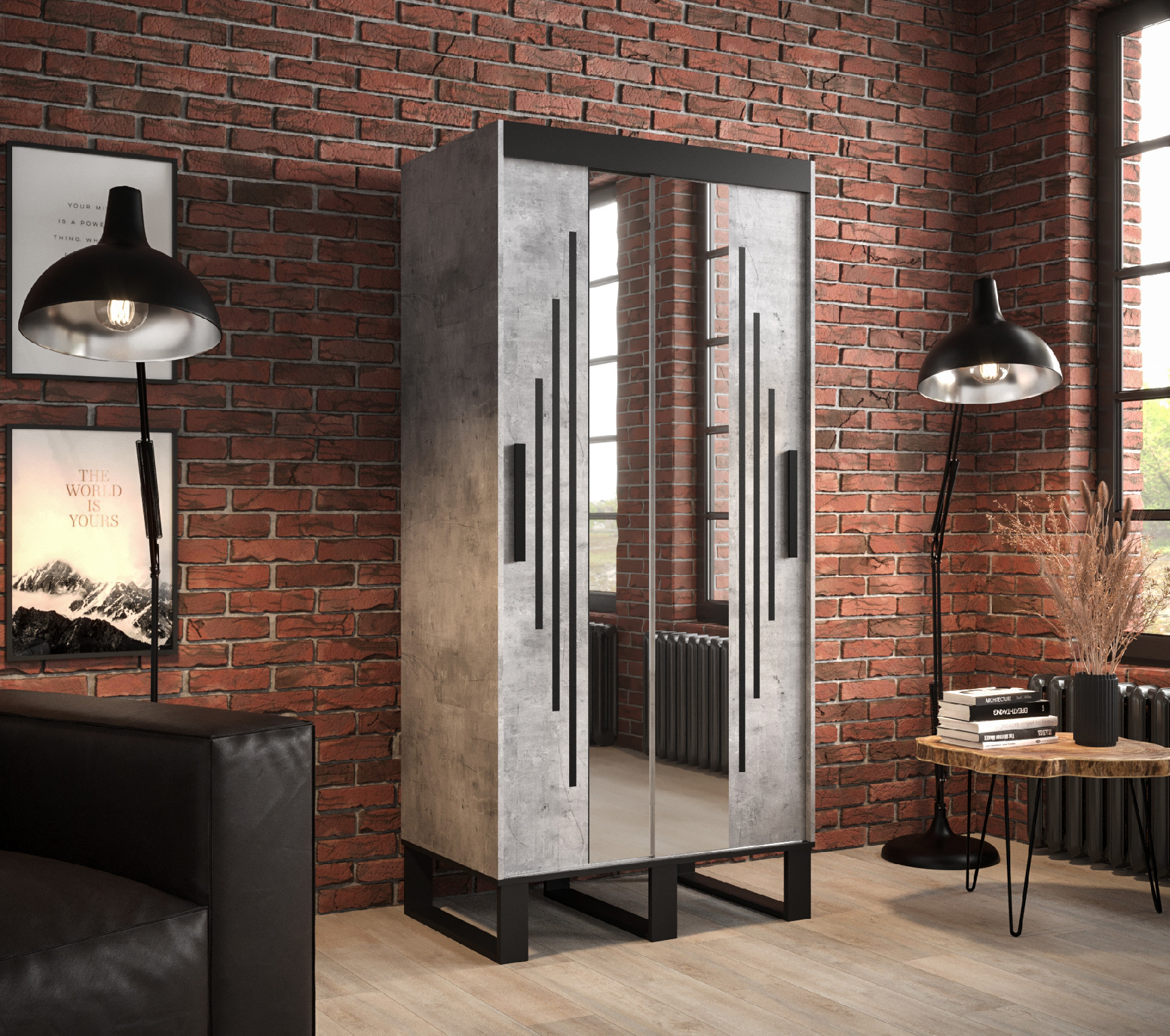Šatní skříň Abi Loft Y1 Barva korpusu: Beton