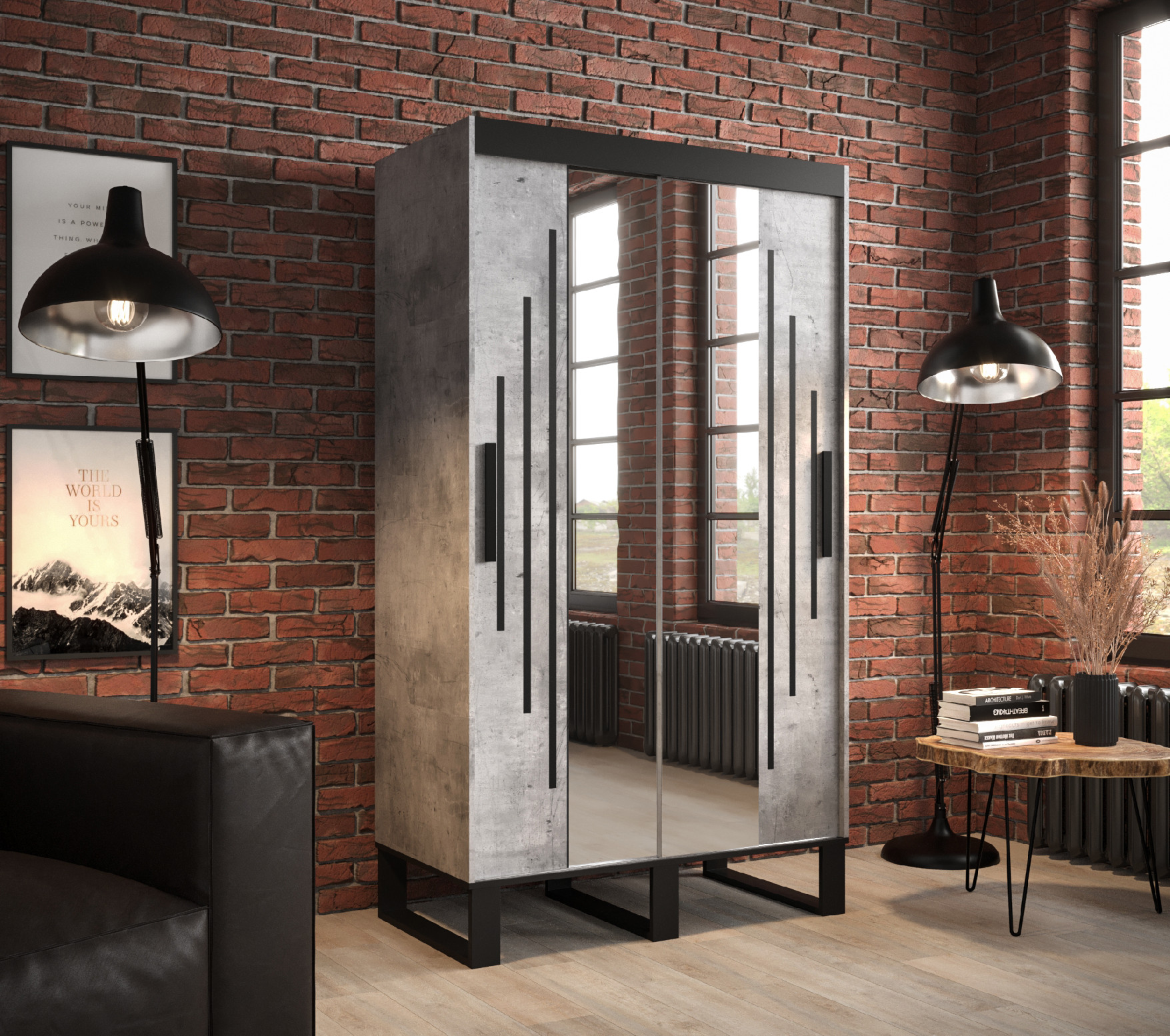 Šatní skříň Abi Loft Y1 Barva korpusu: Beton