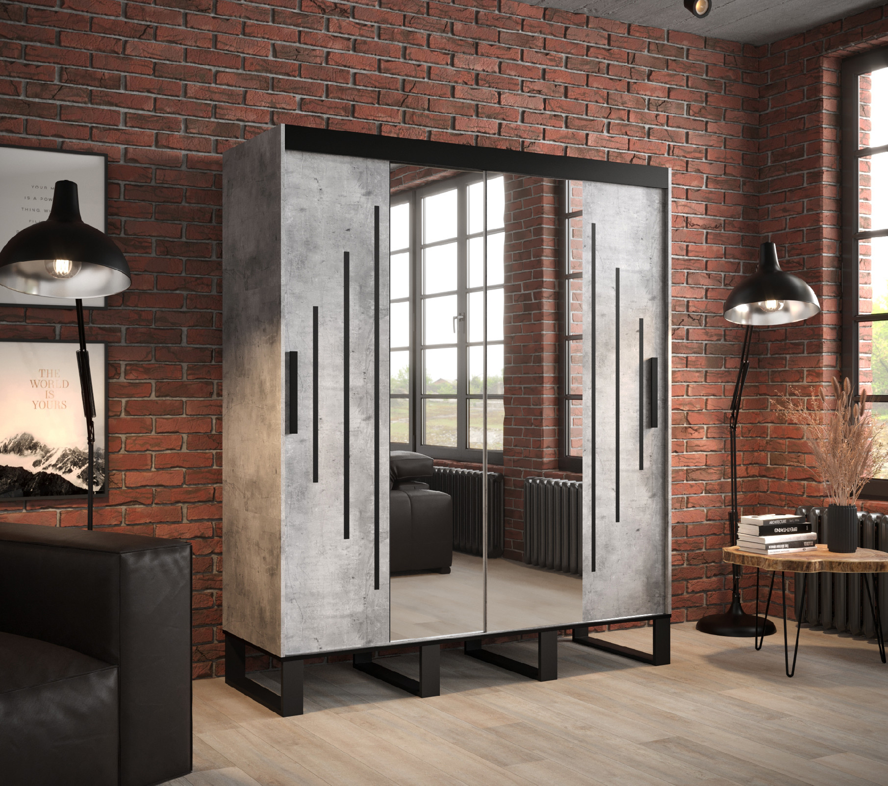 Šatní skříň Abi Loft Y1 Barva korpusu: Beton