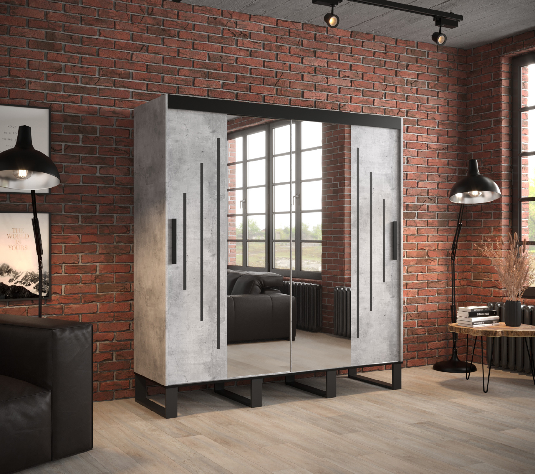 Šatní skříň Abi Loft Y1 Barva korpusu: Beton