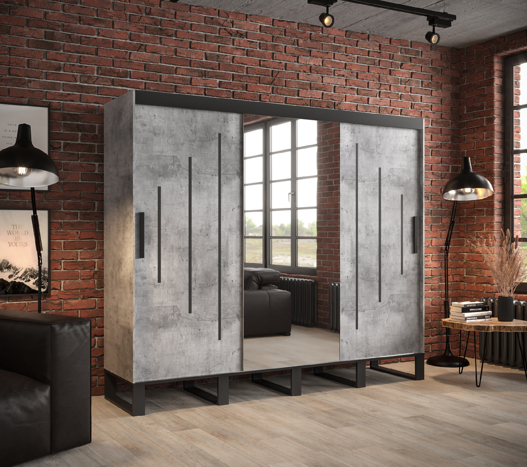 Šatní skříň Abi Loft Y1 Barva korpusu: Beton