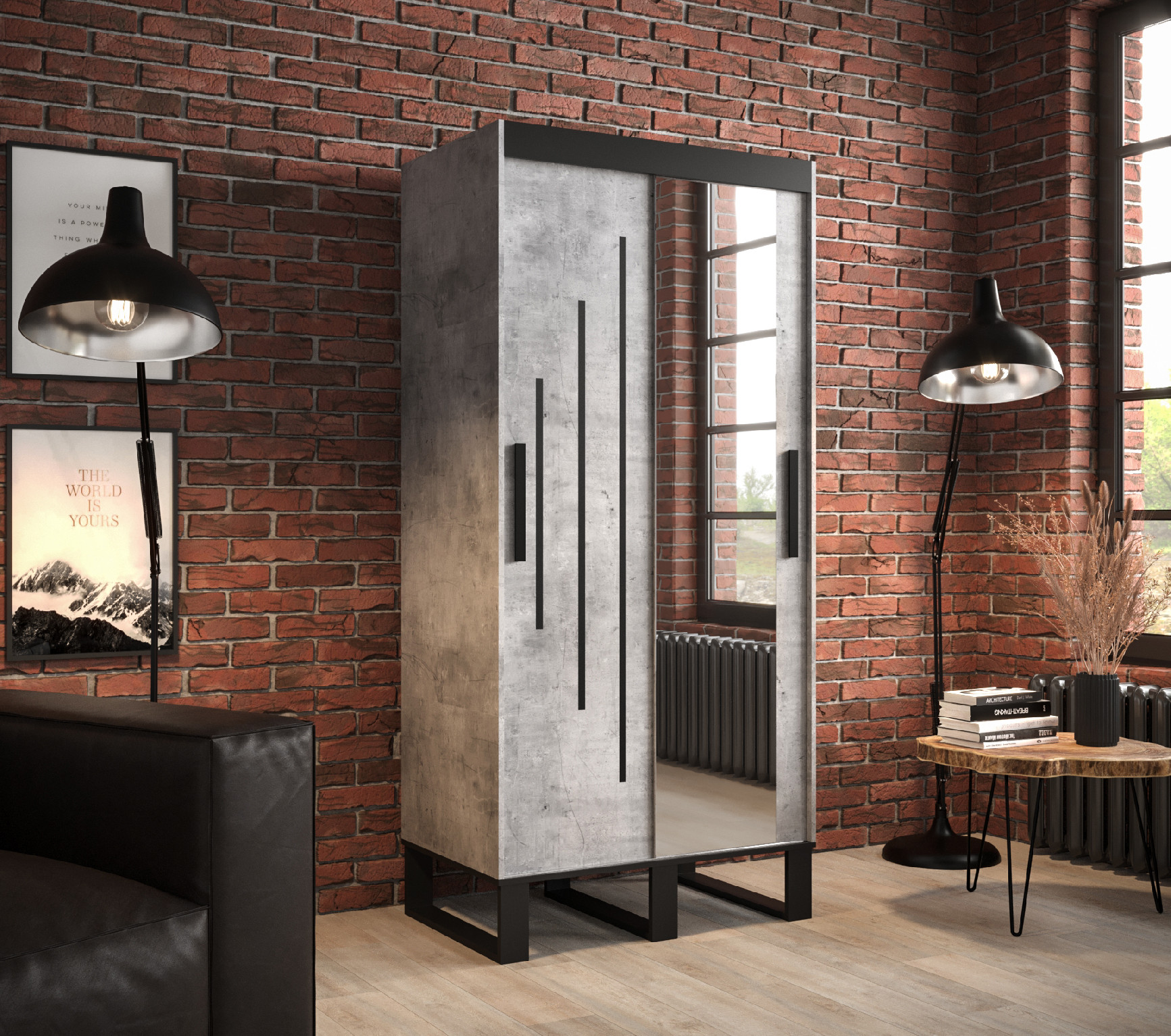 Šatní skříň Abi Loft Y2 Barva korpusu: Beton