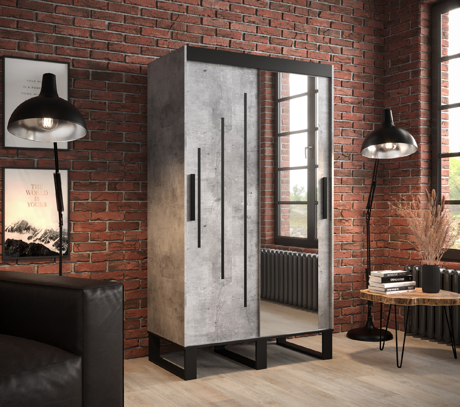 Šatní skříň Abi Loft Y2 Barva korpusu: Beton