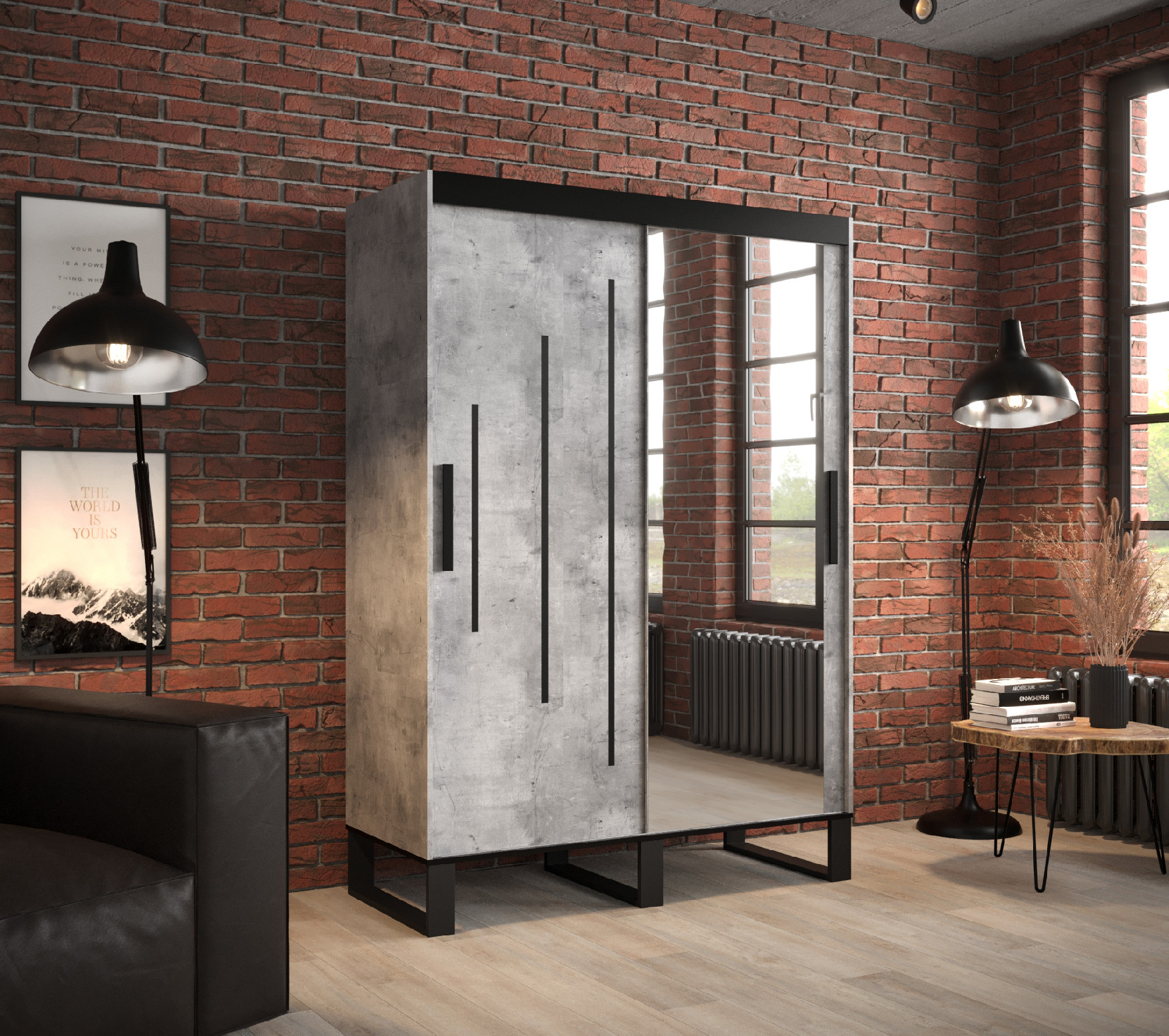 Šatní skříň Abi Loft Y2 Barva korpusu: Beton