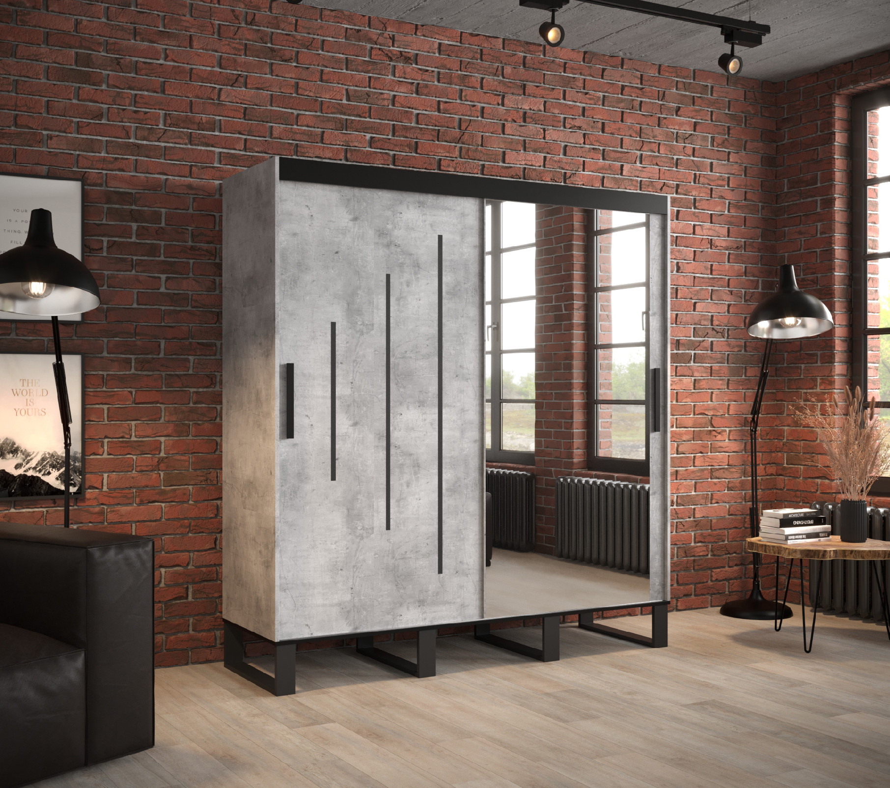 Šatní skříň Abi Loft Y2 Barva korpusu: Beton