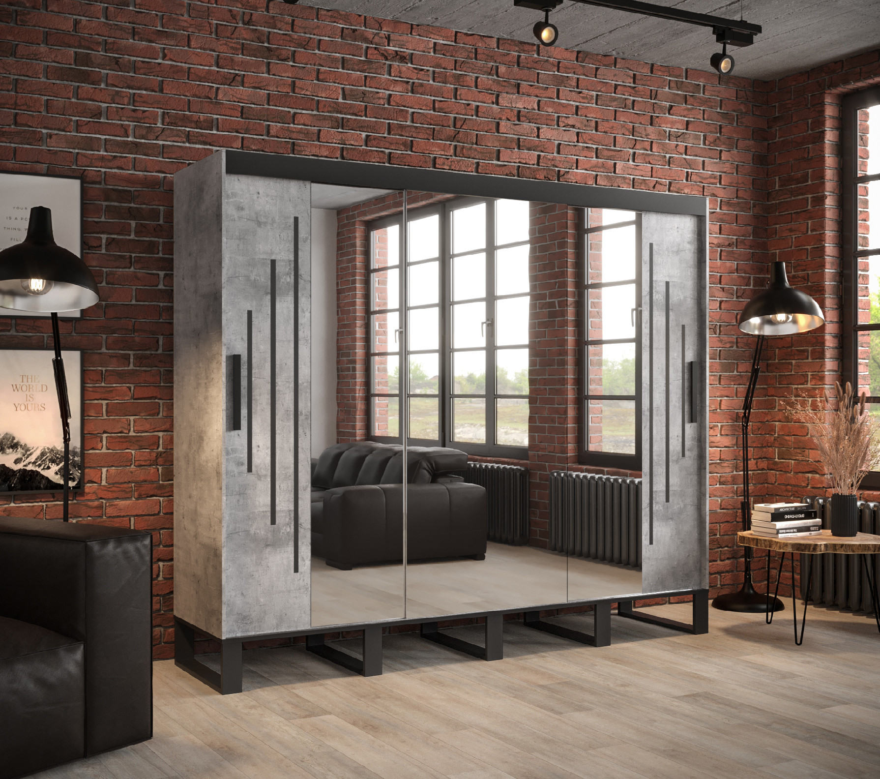 Šatní skříň Abi Loft Y2 Barva korpusu: Beton