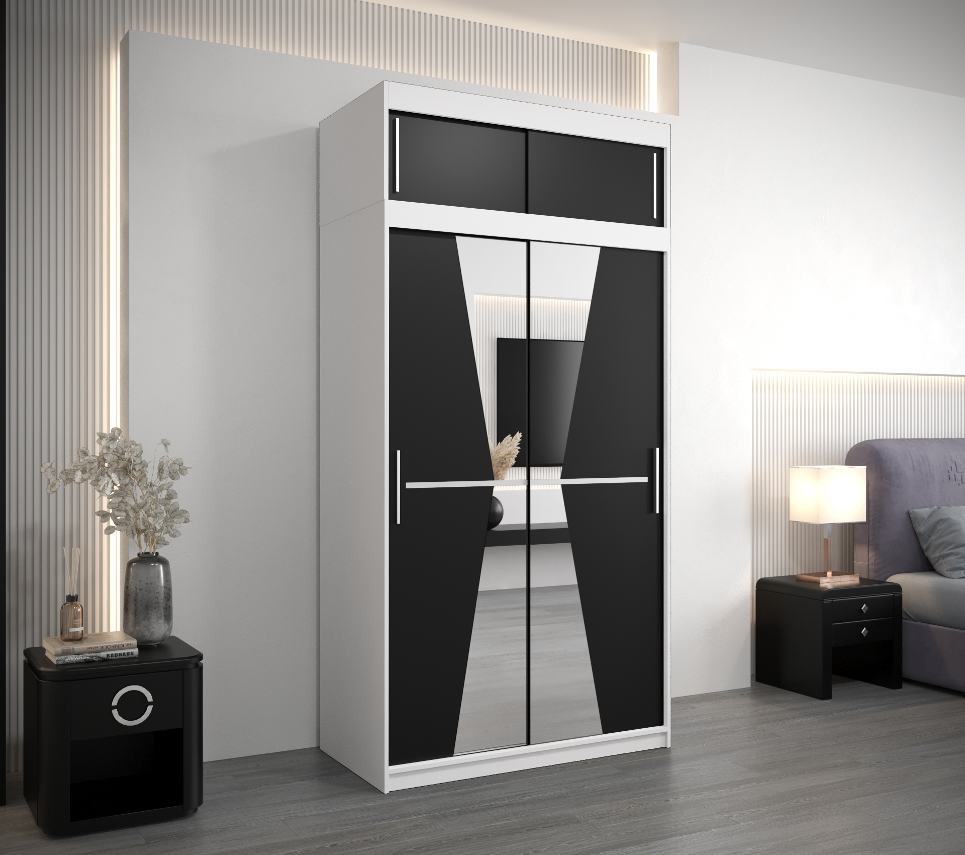 Šatní skříň Abi Ma s nástavcem Barva korpusu: Bílá