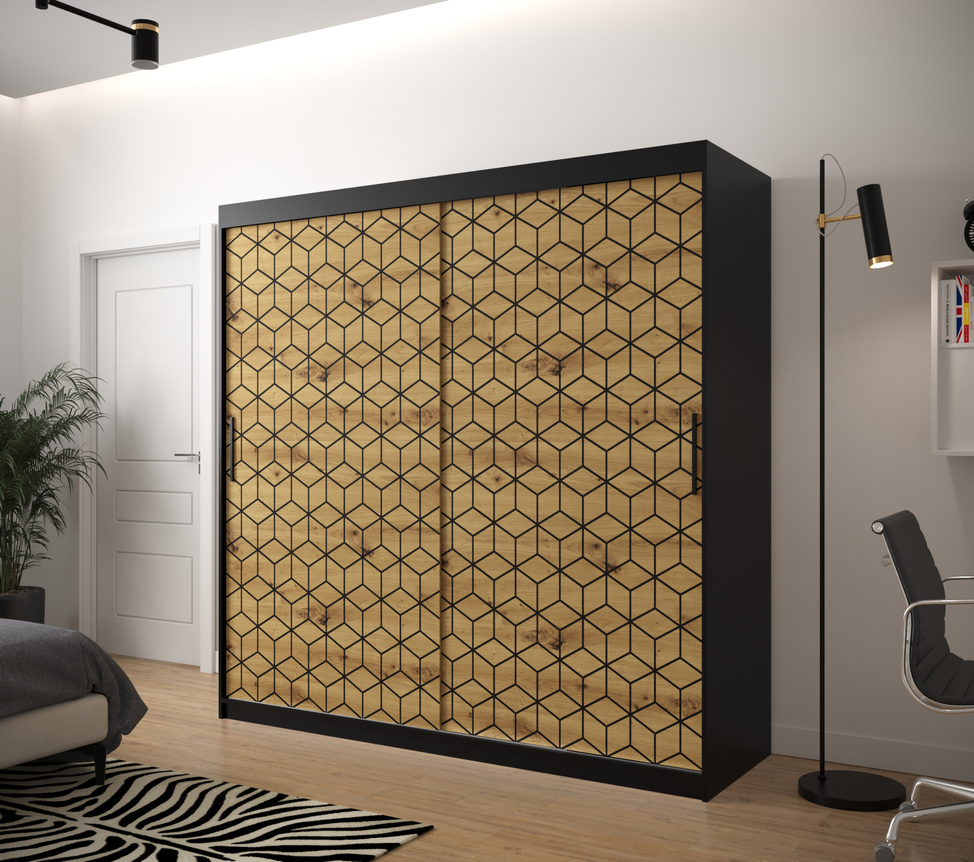 Šatní skříň Abi Plaster 1 Barva korpusu: Černá