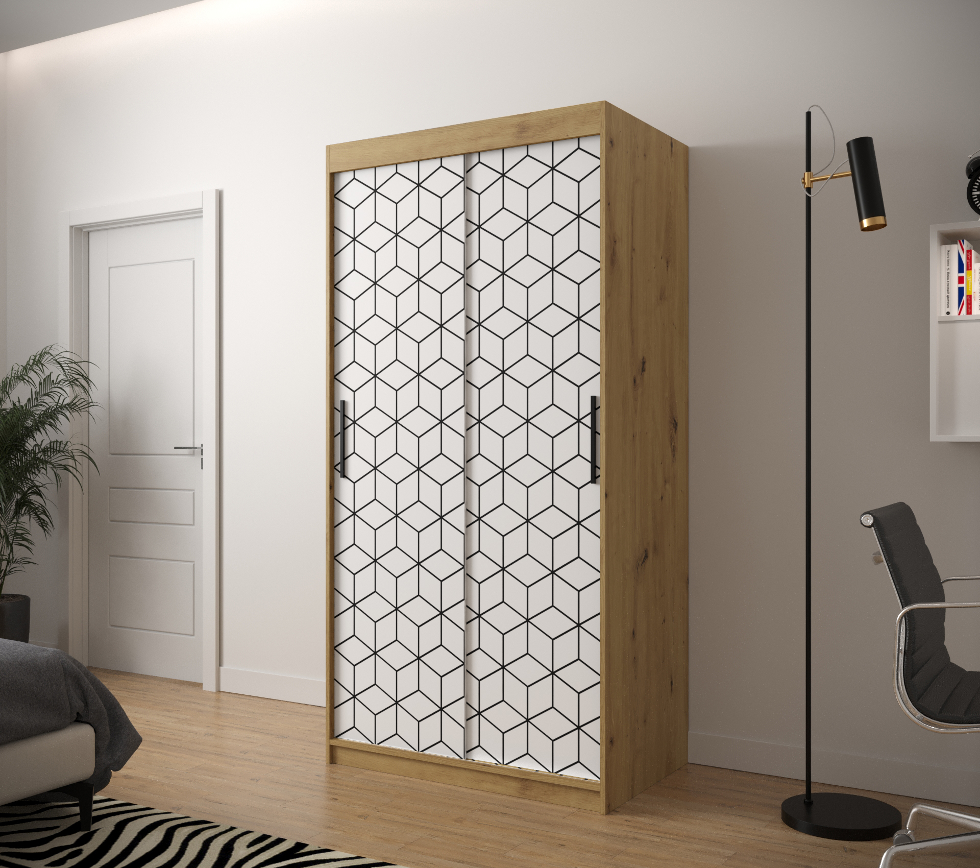 Šatní skříň Abi Plaster 1 Barva korpusu: Dub - Artisan