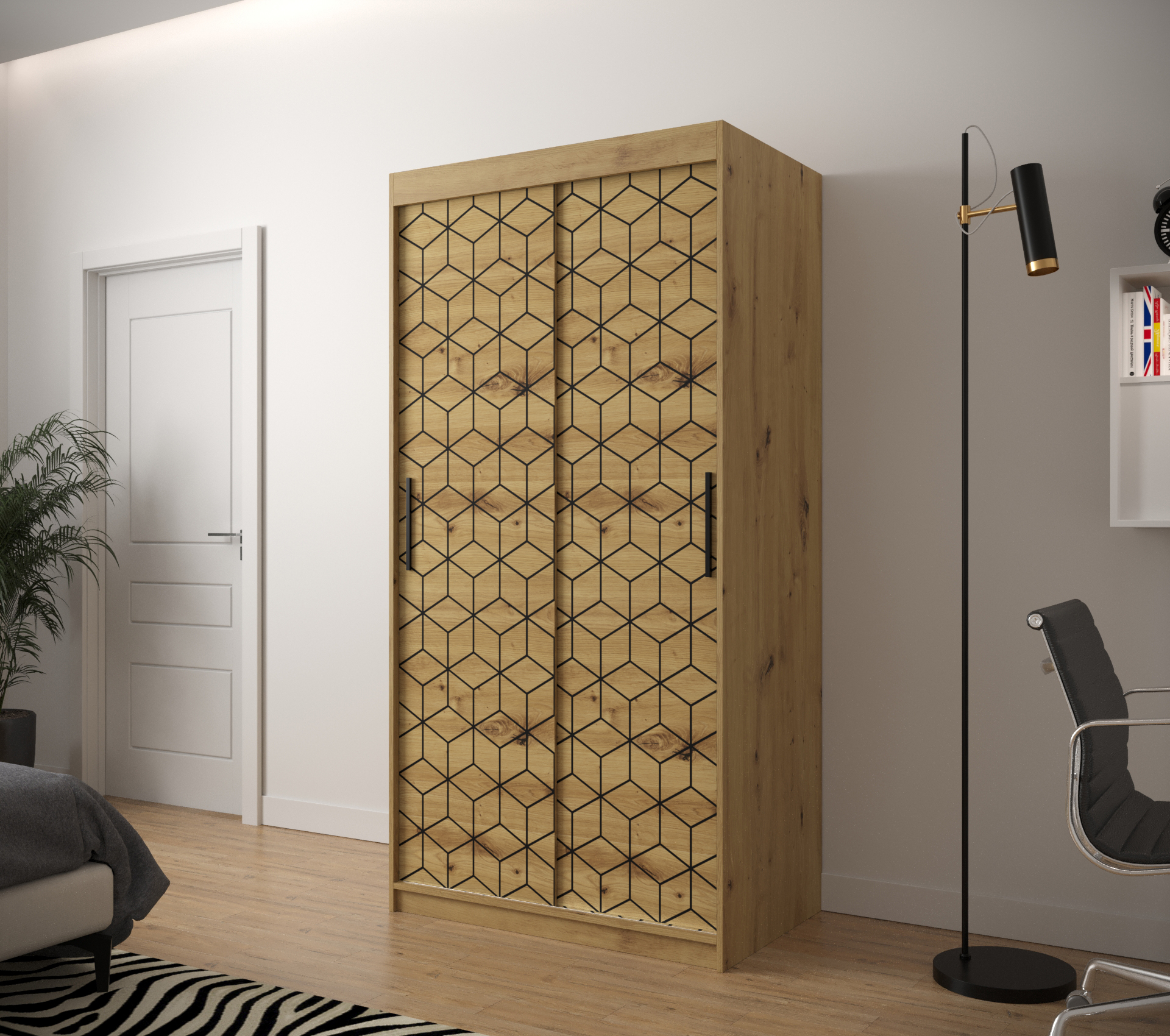 Šatní skříň Abi Plaster 1 Barva korpusu: Dub - Artisan