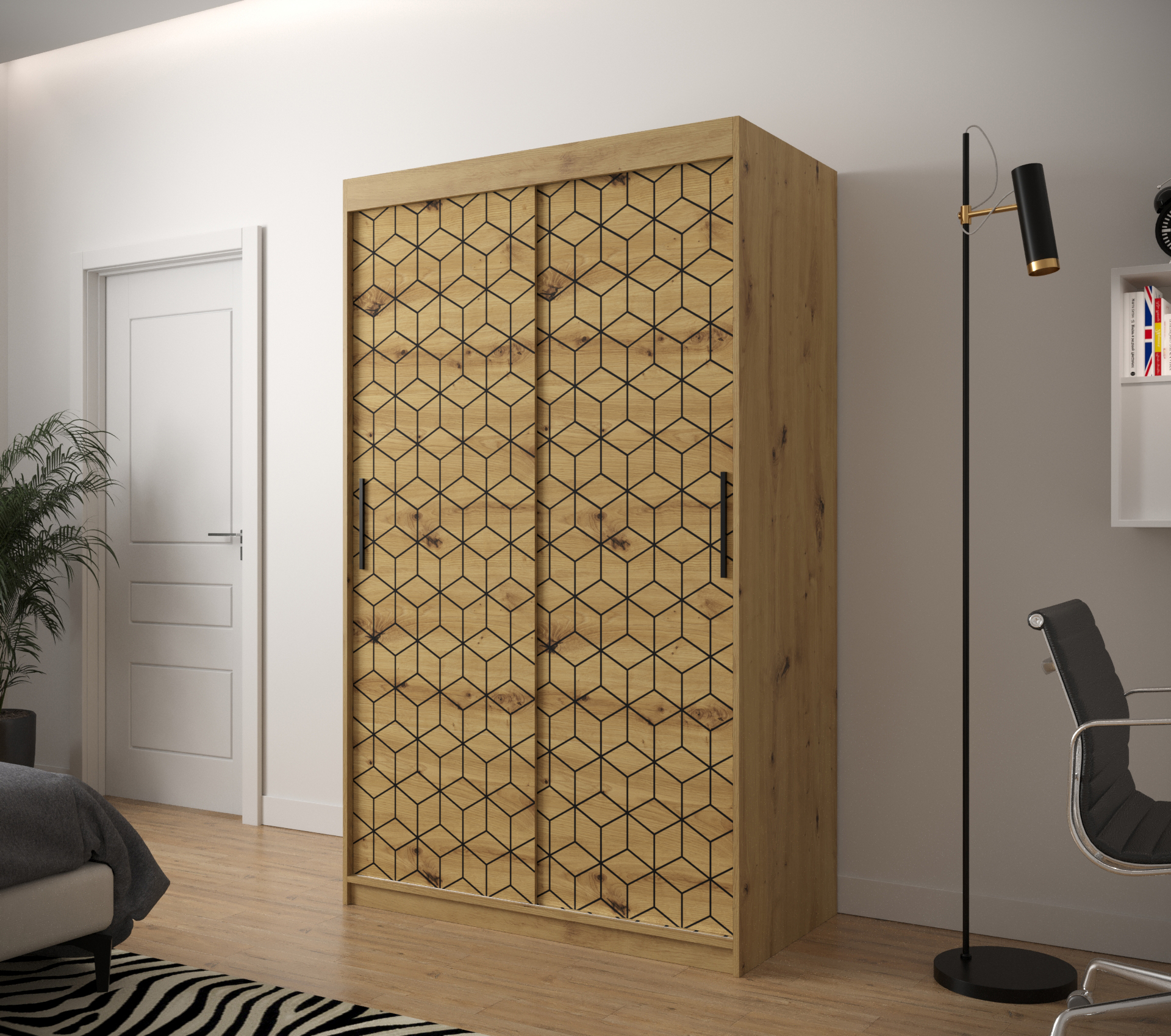 Šatní skříň Abi Plaster 1 Barva korpusu: Dub - Artisan