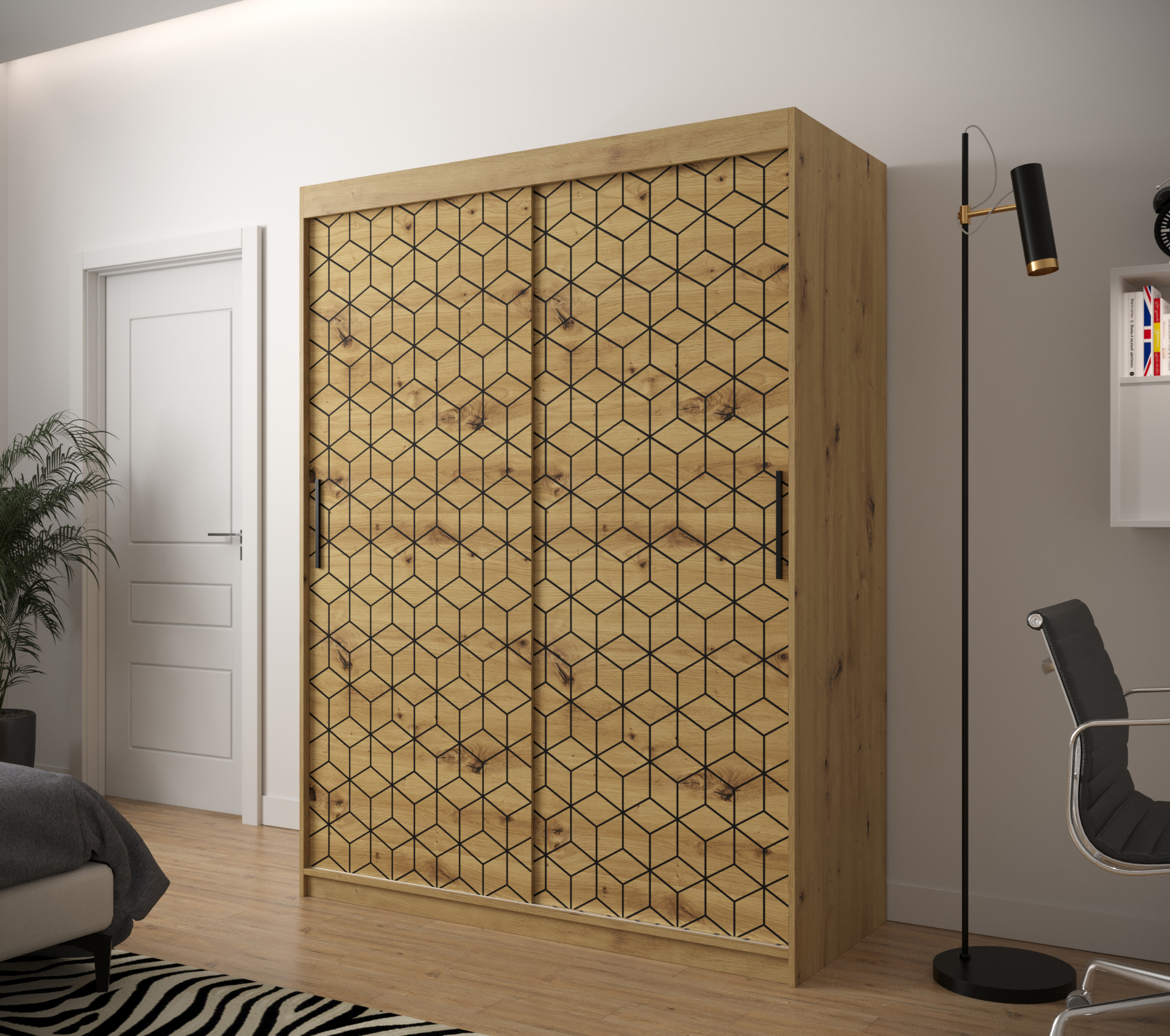 Šatní skříň Abi Plaster 1 Barva korpusu: Dub - Artisan