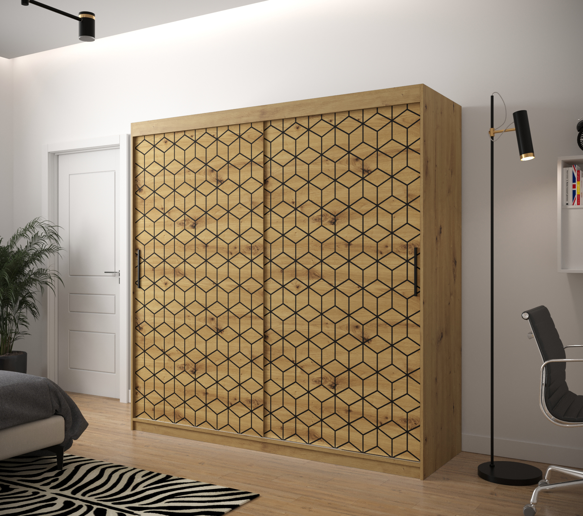 Šatní skříň Abi Plaster 1 Barva korpusu: Dub - Artisan