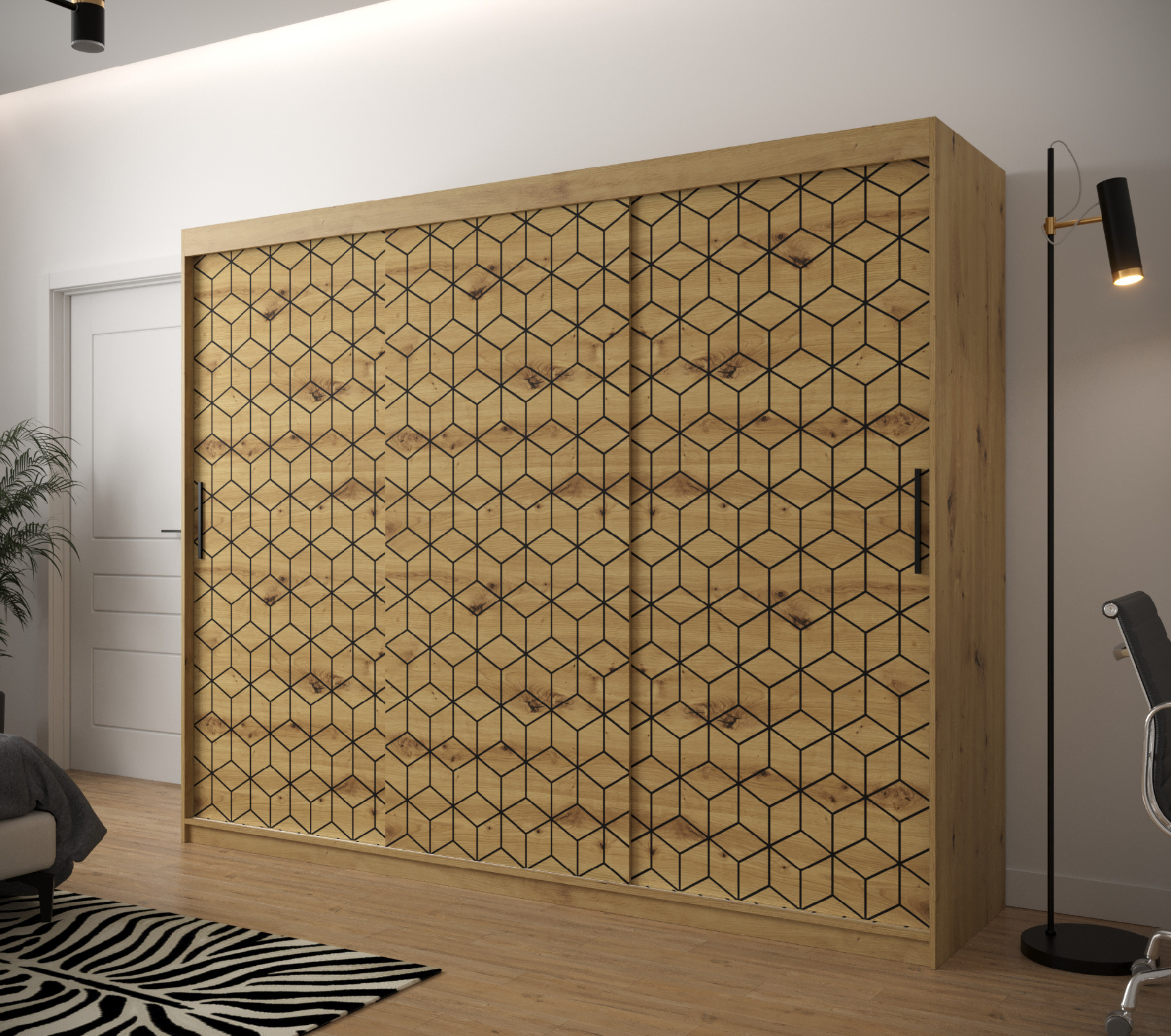 Šatní skříň Abi Plaster 1 Barva korpusu: Dub - Artisan