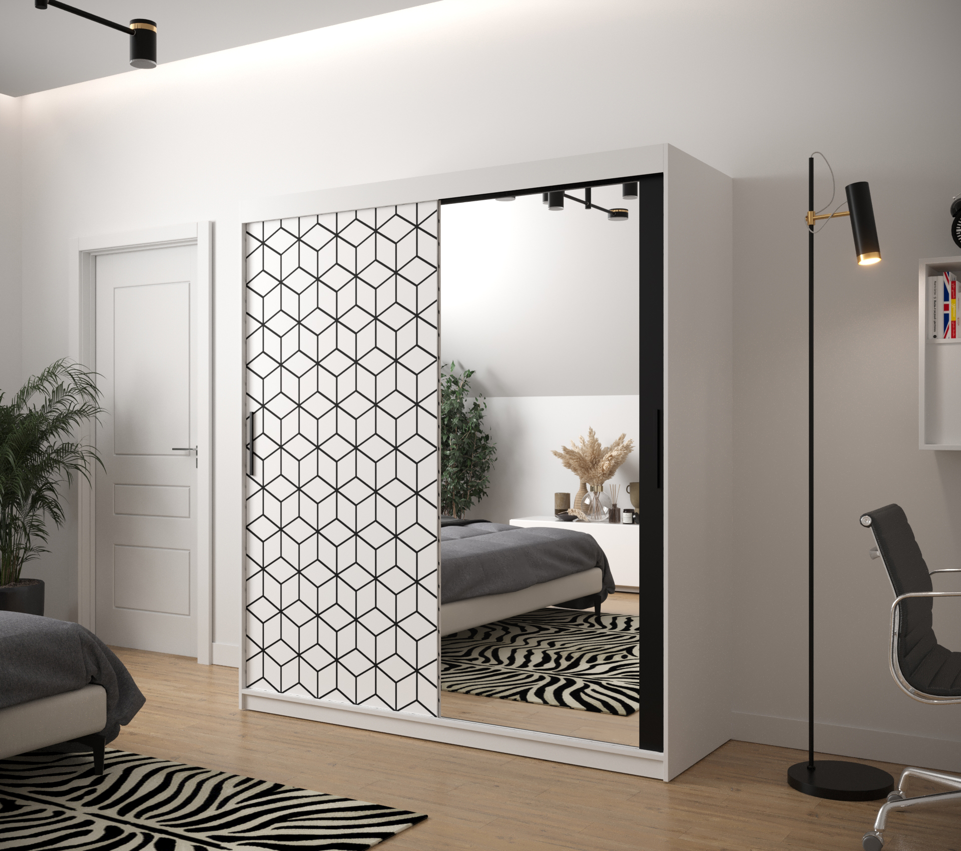 Šatní skříň Abi Plaster 2 Barva korpusu: Bílá Mat