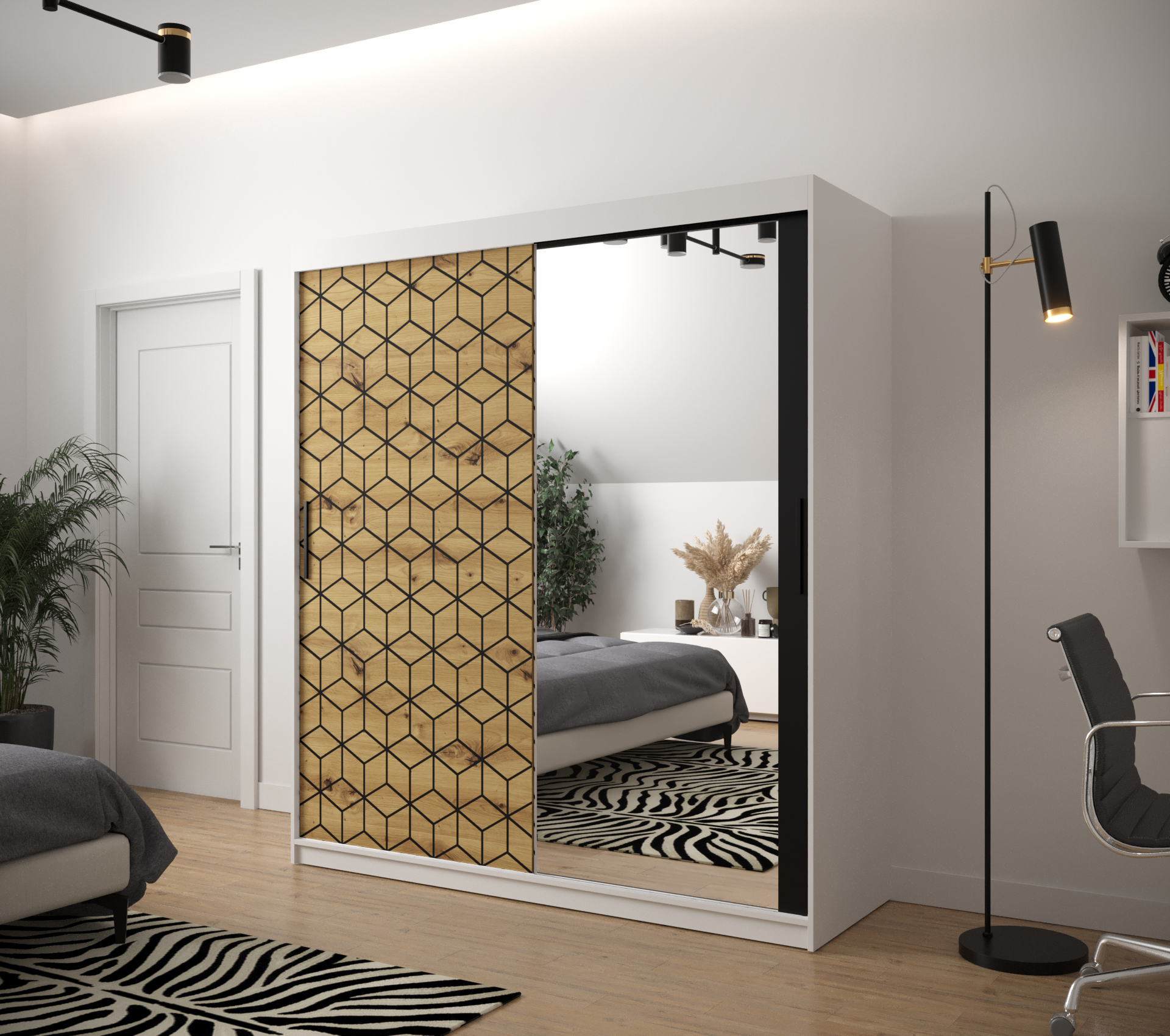 Šatní skříň Abi Plaster 2 Barva korpusu: Bílá Mat