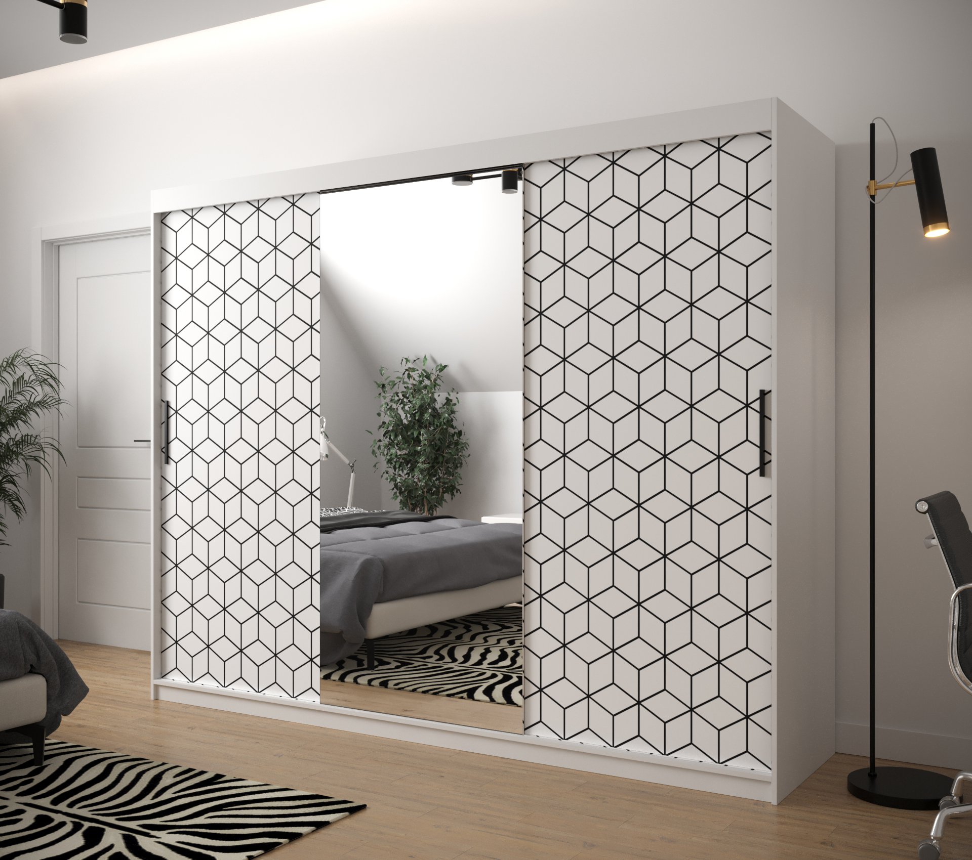 Šatní skříň Abi Plaster 2 Barva korpusu: Bílá Mat