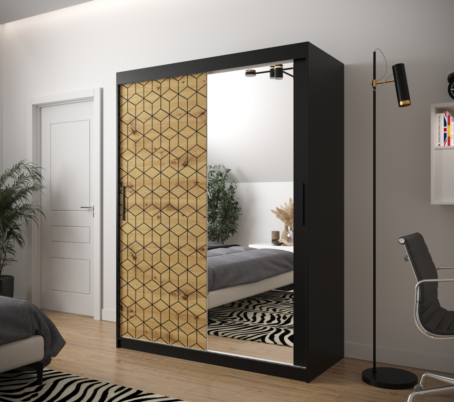 Šatní skříň Abi Plaster 2 Barva korpusu: Černá