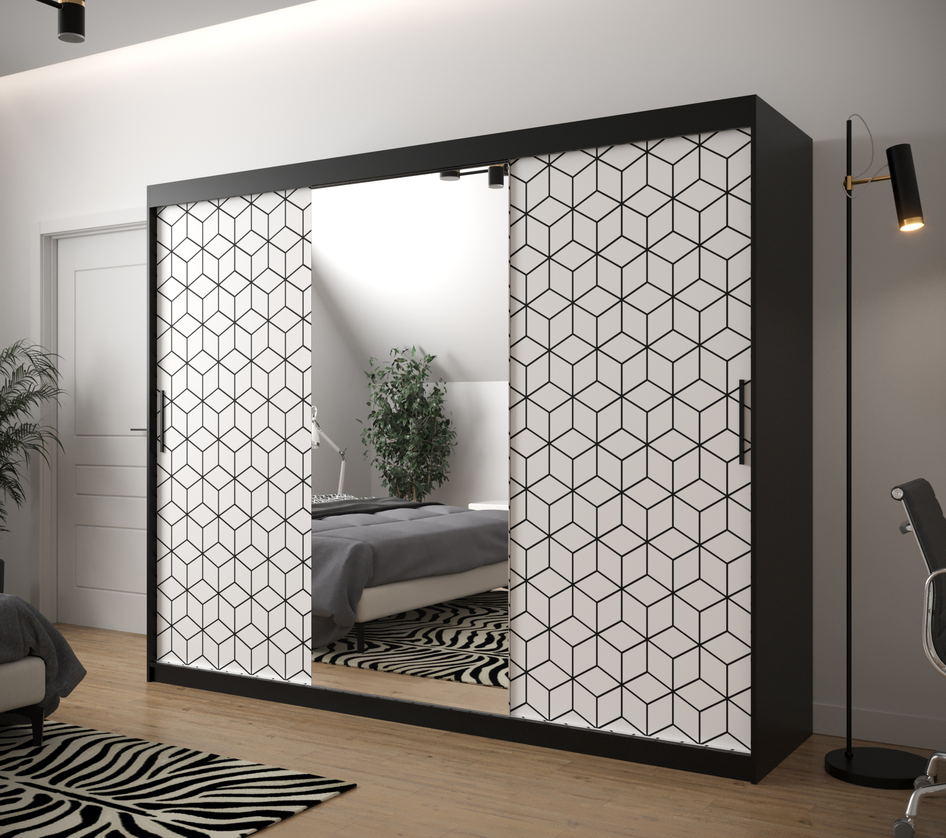 Šatní skříň Abi Plaster 2 Barva korpusu: Černá