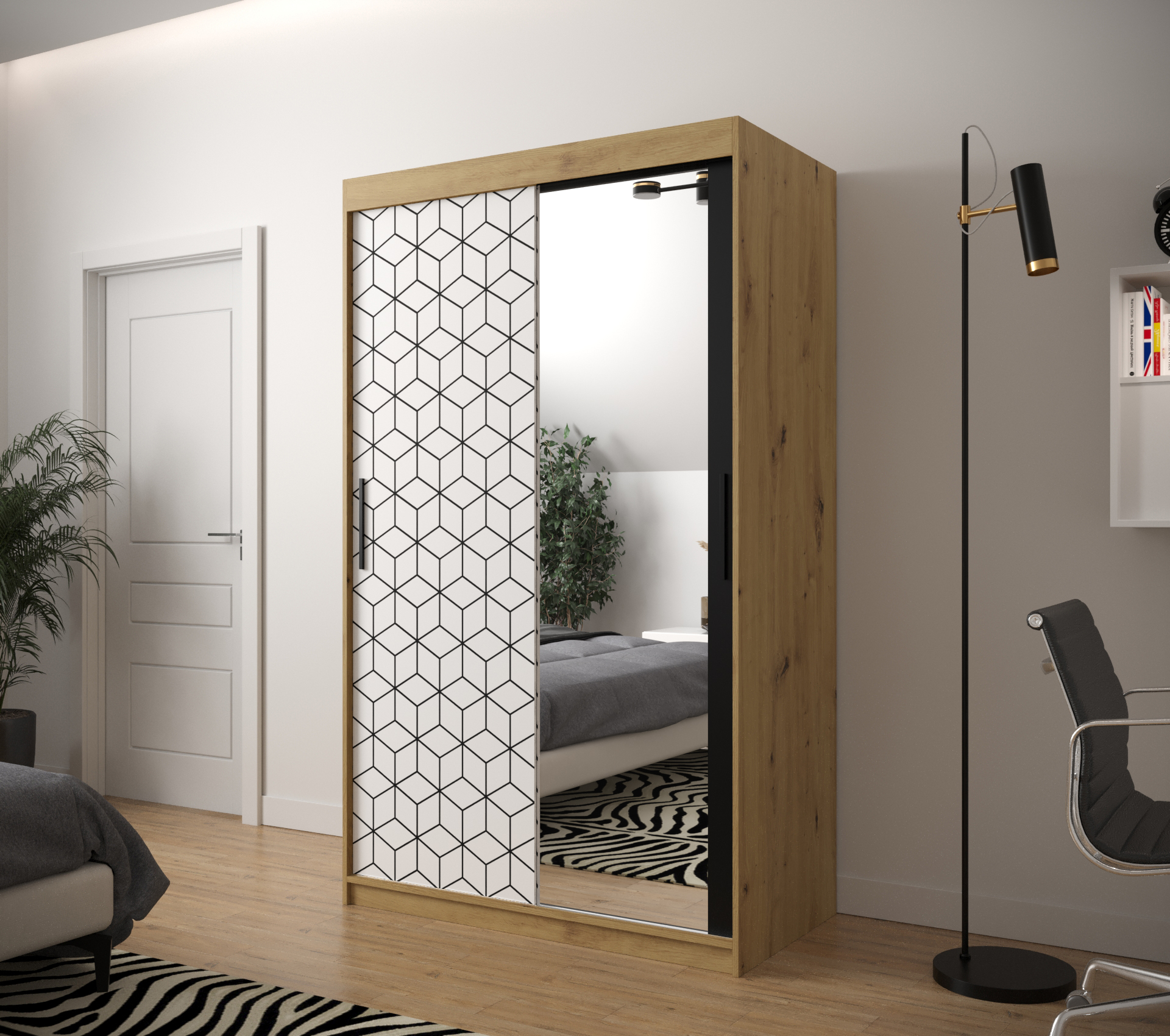 Šatní skříň Abi Plaster 2 Barva korpusu: Dub - Artisan