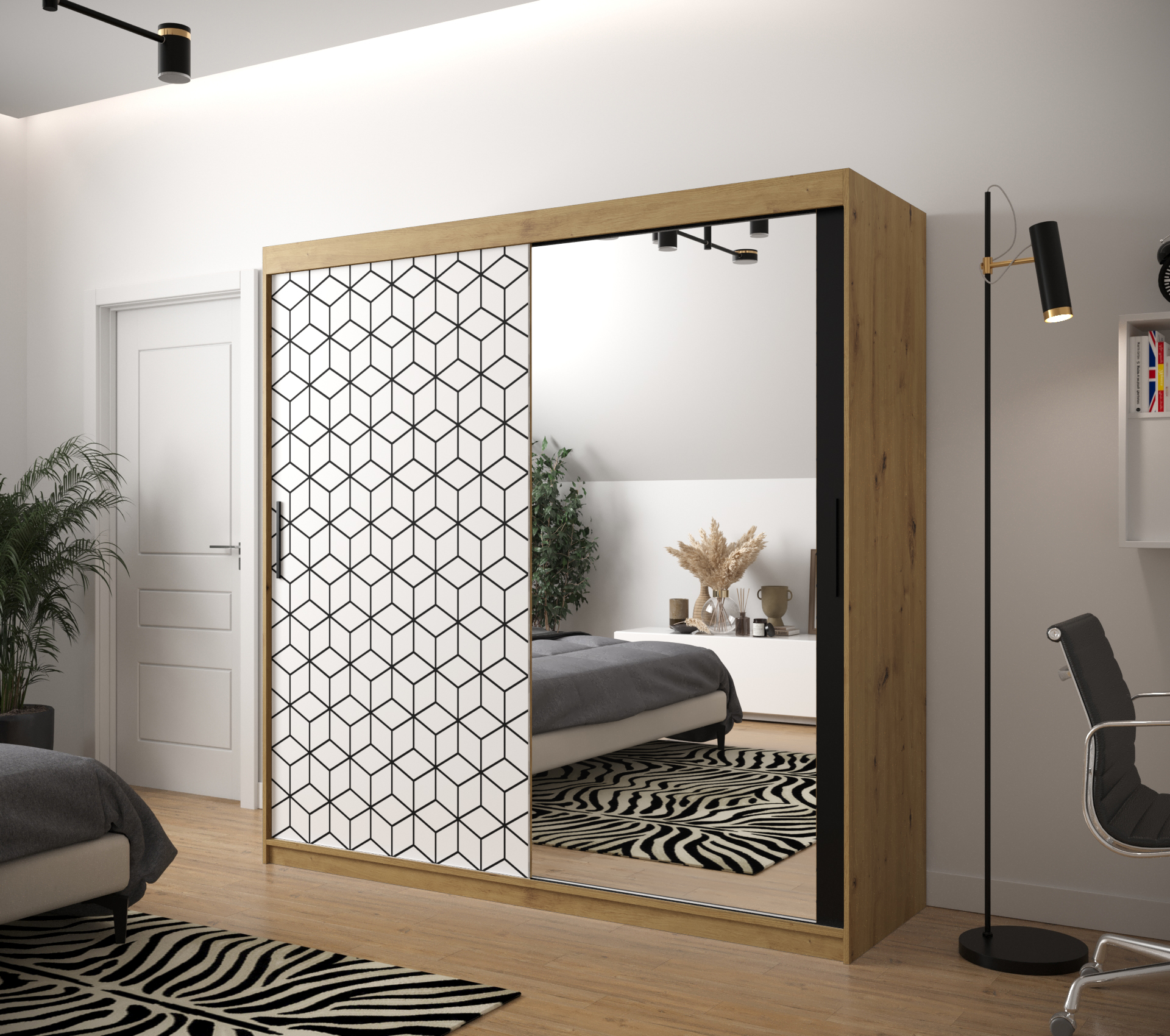 Šatní skříň Abi Plaster 2 Barva korpusu: Dub - Artisan