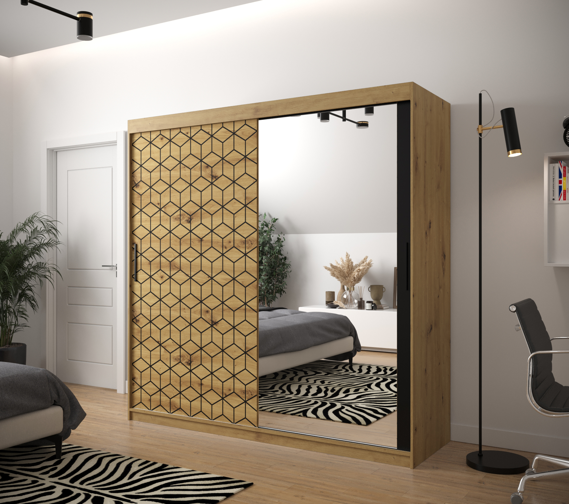 Šatní skříň Abi Plaster 2 Barva korpusu: Dub - Artisan